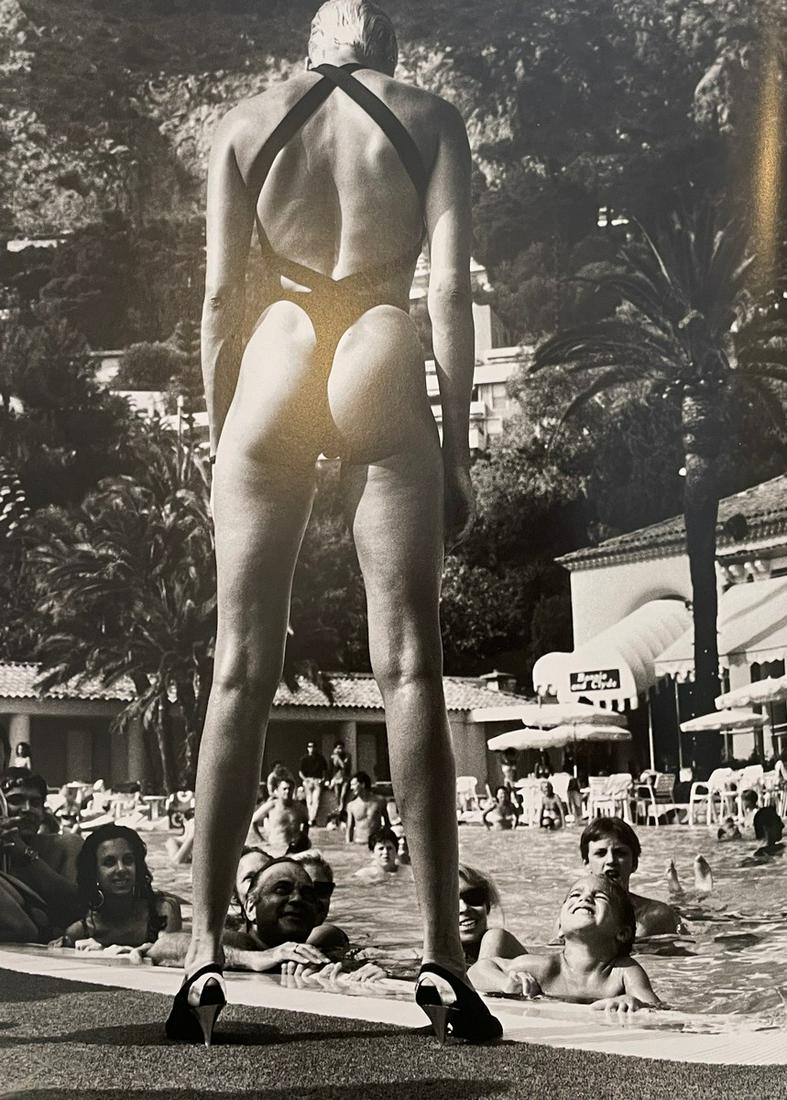 Helmut Newton - Brigitte Nielsen at the Old Beach Hotel, 1987: HELMUT NEWTON (1920-2004) Brigitte Nielsen at the Old Beach Hotel, Vanity Fair, Monte Carlo, 1987 Print in Colors, Printed in the 2000s 9 1/2" x 12 3/4" Helmut Newton was a German high-fashion photogr