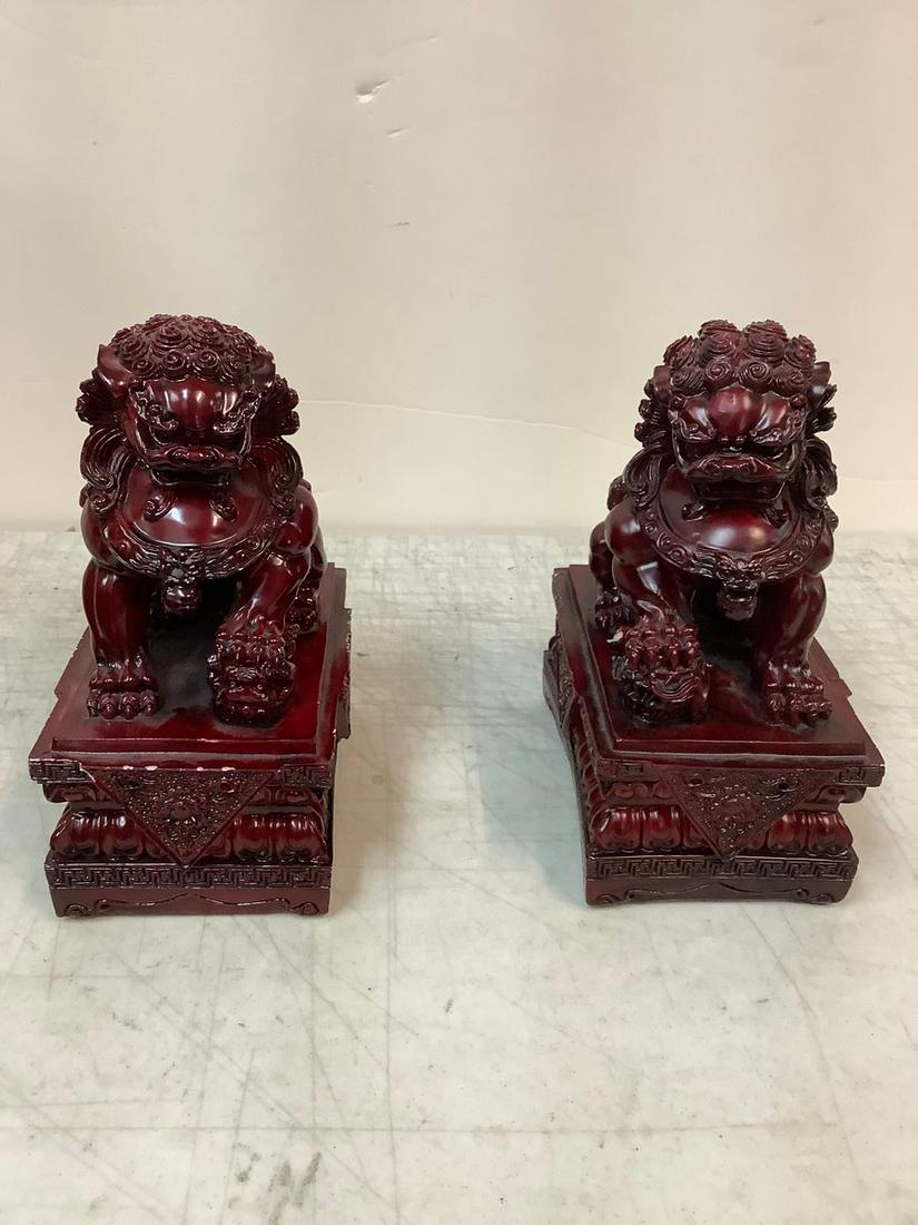 Lot of 2 Resin Foo Dog Statues 9" (1 of 1)