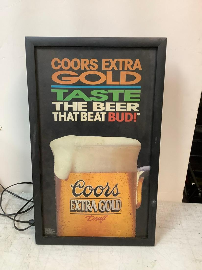 Vintage 1992 Coors Extra Gold Draft Sign (Working) 26x15.5 (1 of 1)