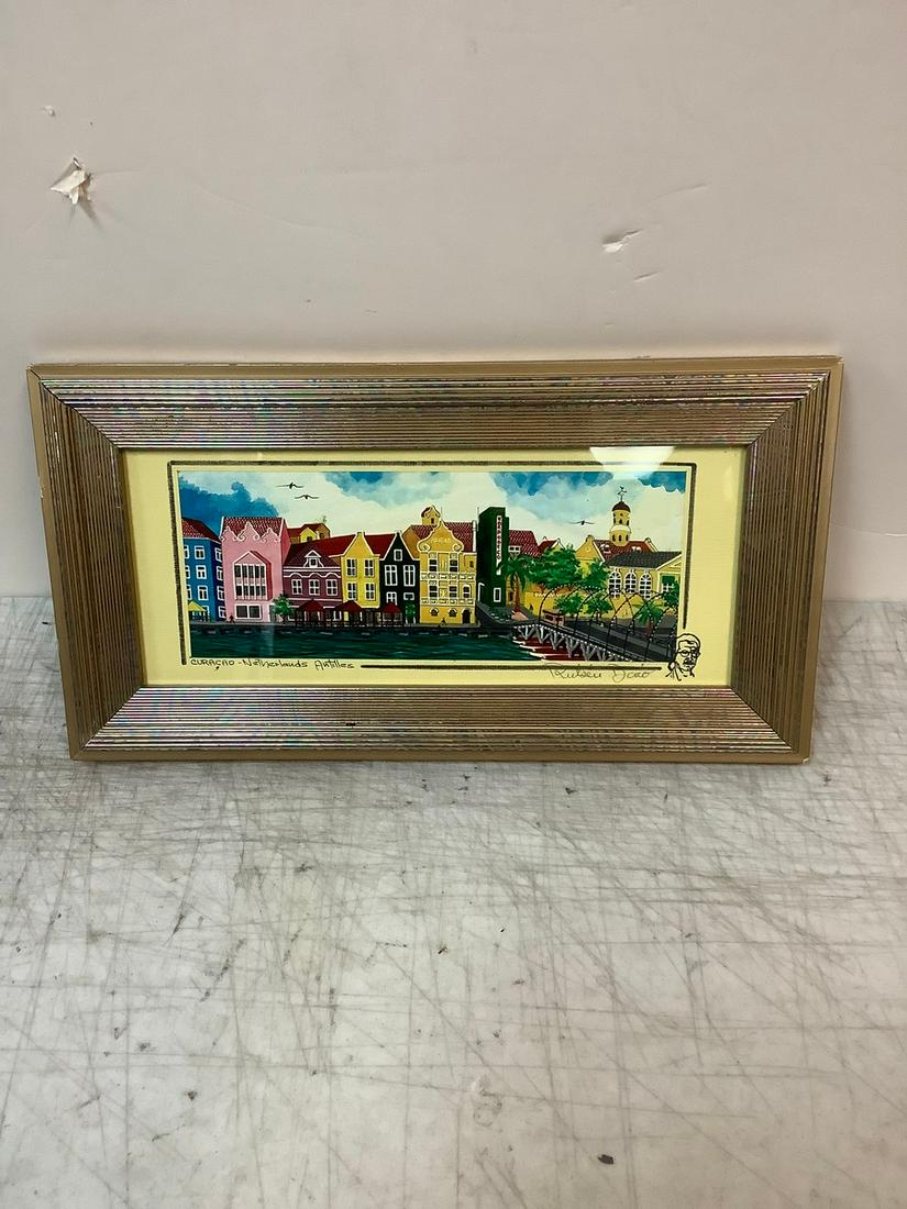 Framed Signed and Numbered 8/2008 Ruben Dario Curacao Netherlands Antilles Picture 9x17 (1 of 1)
