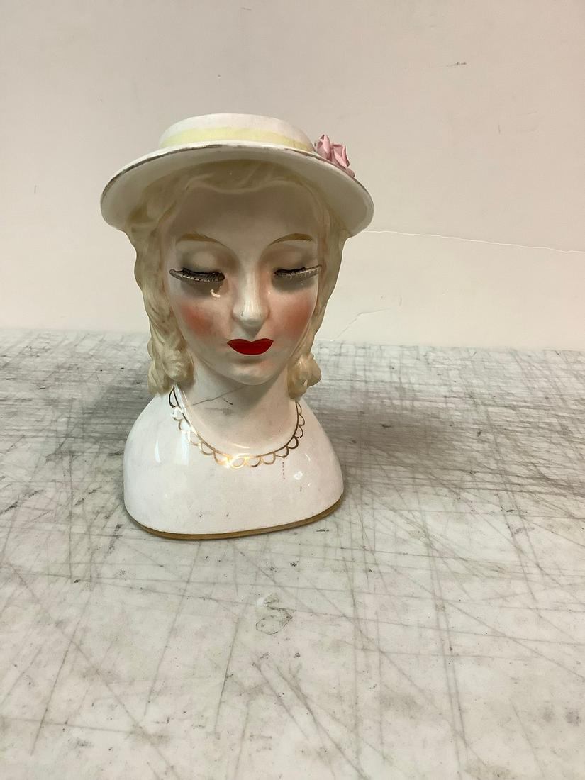 Vintage Lady Head Vase 6" (Hair Line Crack) (1 of 1)