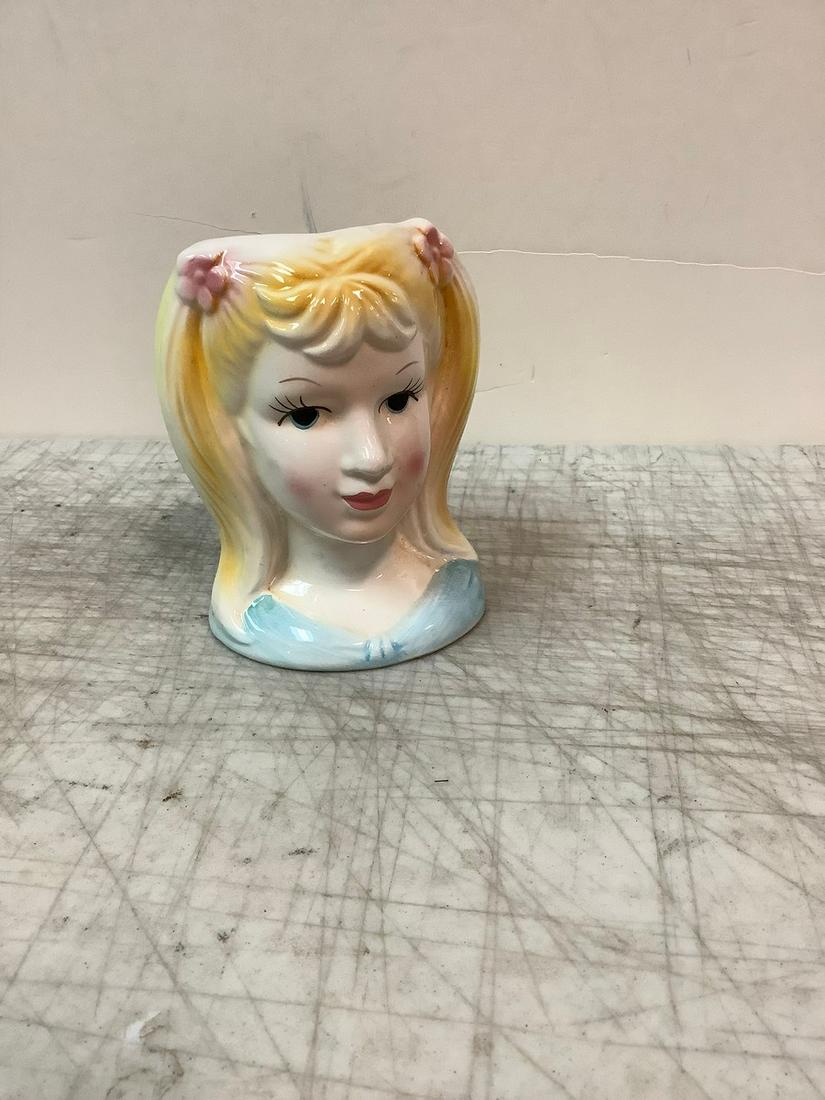 Porcelain Girl Face Vase 5" (1 of 1)