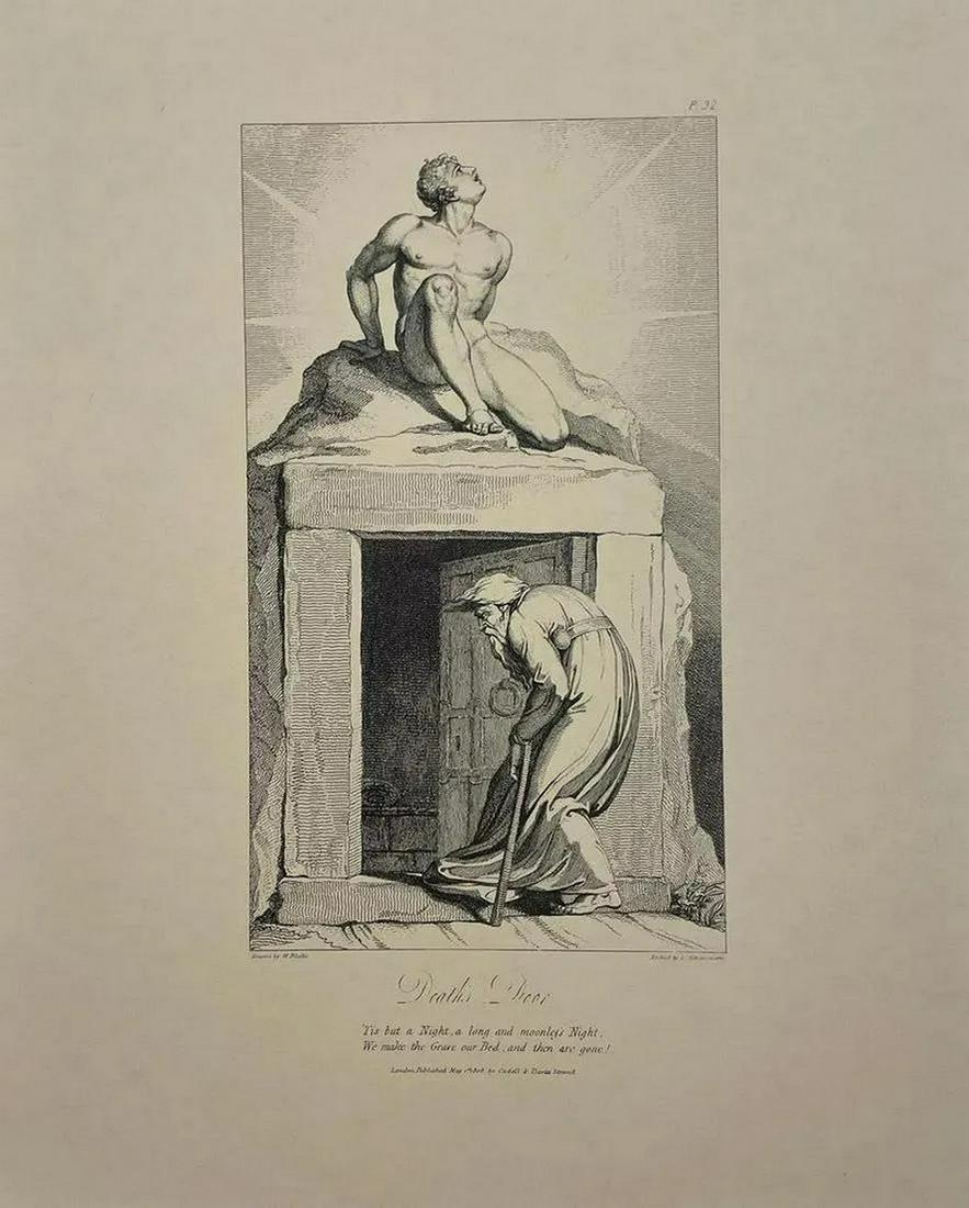 William Blake - Death's Door - Engraving: WILLIAM BLAKE (1757-1827) Death's Dooor Engraving 11 1/4" x 13 3/4"