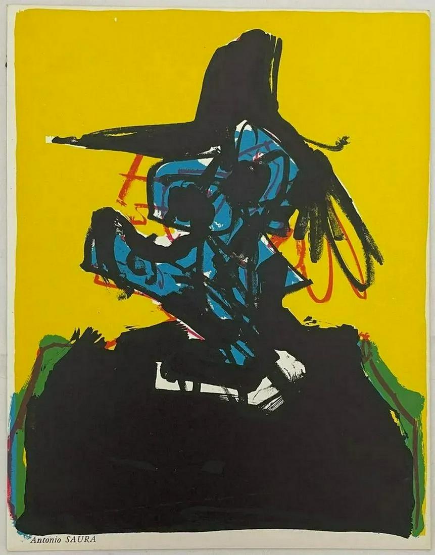 Antonio Saura - Untitled - Offset Lithograph: ANTONIO SAURA (1930-1998) Untitled Offset Lithograph 8 1/2" x 11"