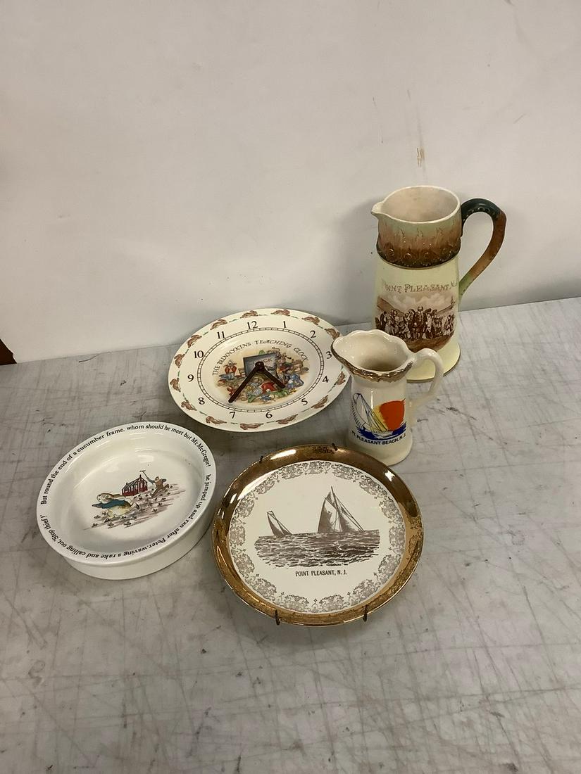 Royal Doulton "Bunnykins" Teaching Clock, Wedgwood "Peter Rabbit" Bowl and More Tallest 7.5: Royal Doulton "Bunnykins" Teaching Clock, Wedgwood "Peter Rabbit" Bowl and More Tallest 7.5