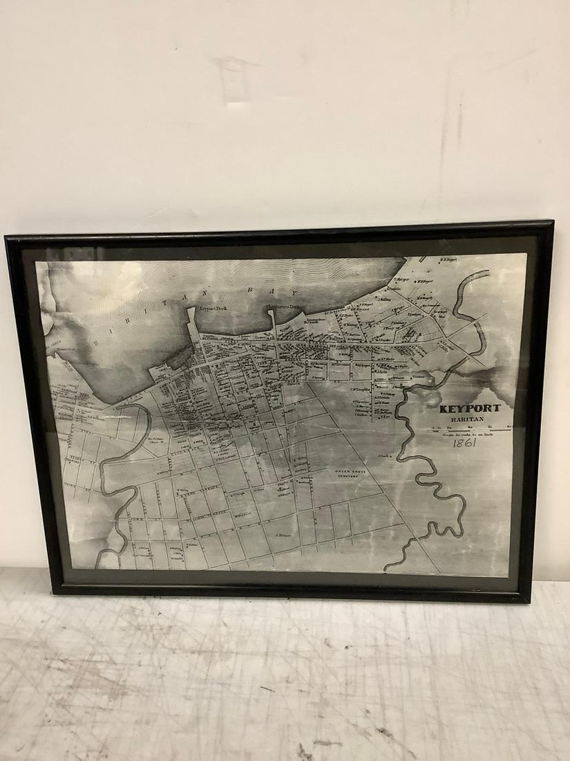 Framed Reproduction Map of Borough of Keyport 12x16 (1 of 1)