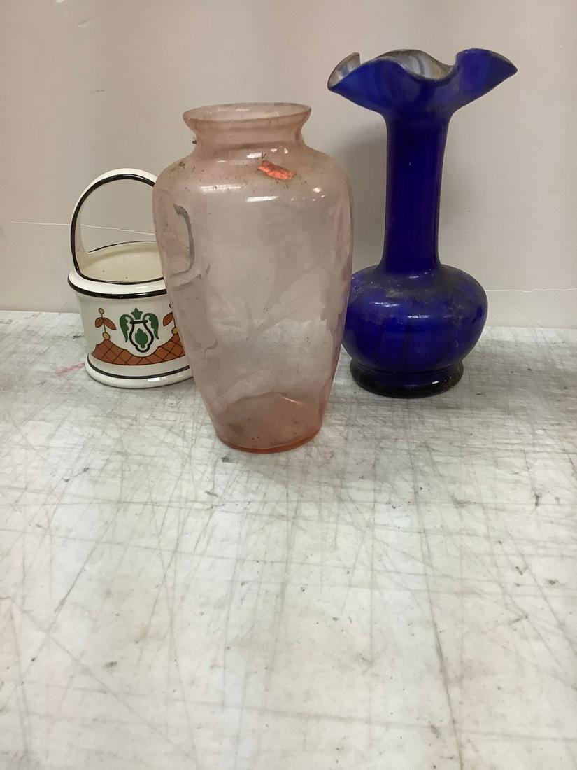 Lot of Decorative Vases and Signed Basket Tallest 9" (1 of 1)