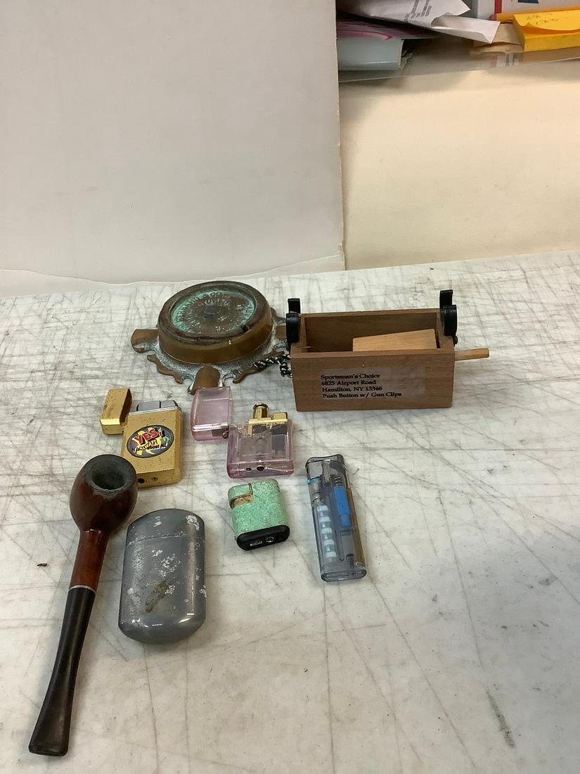 Lot of Vntage Lighters, Pipe and New York WM Bernard & Co Hydrant Cap Ashtray and More (1 of 1)