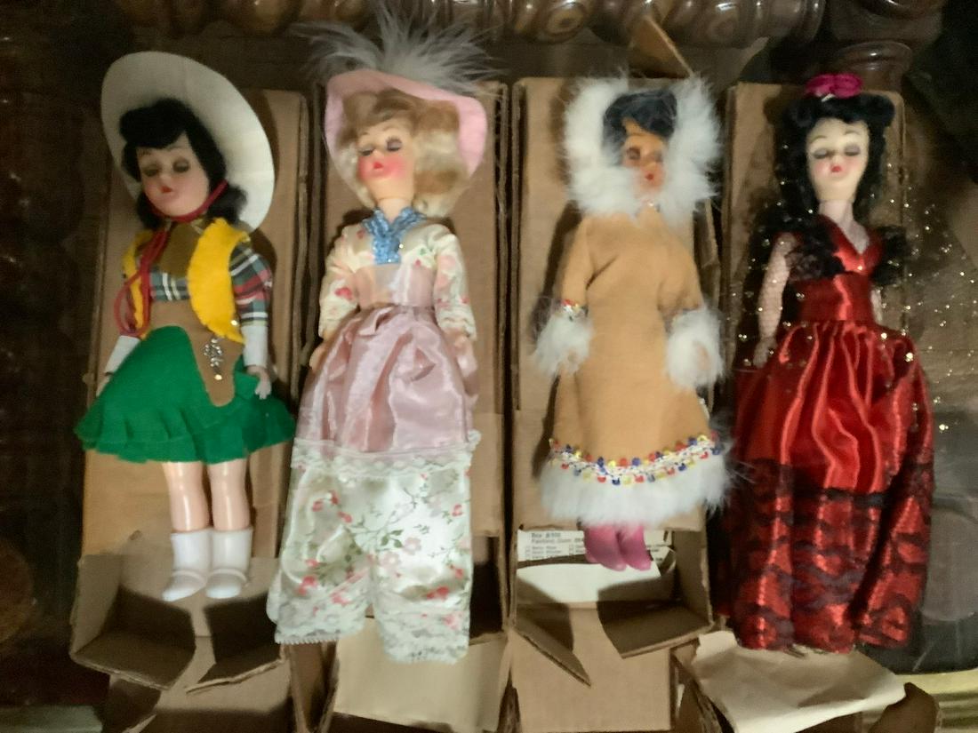 Lot of 4 Boxes of Vintage American Heritage Dolls w/ Papers Tallest 8" (1 of 1)