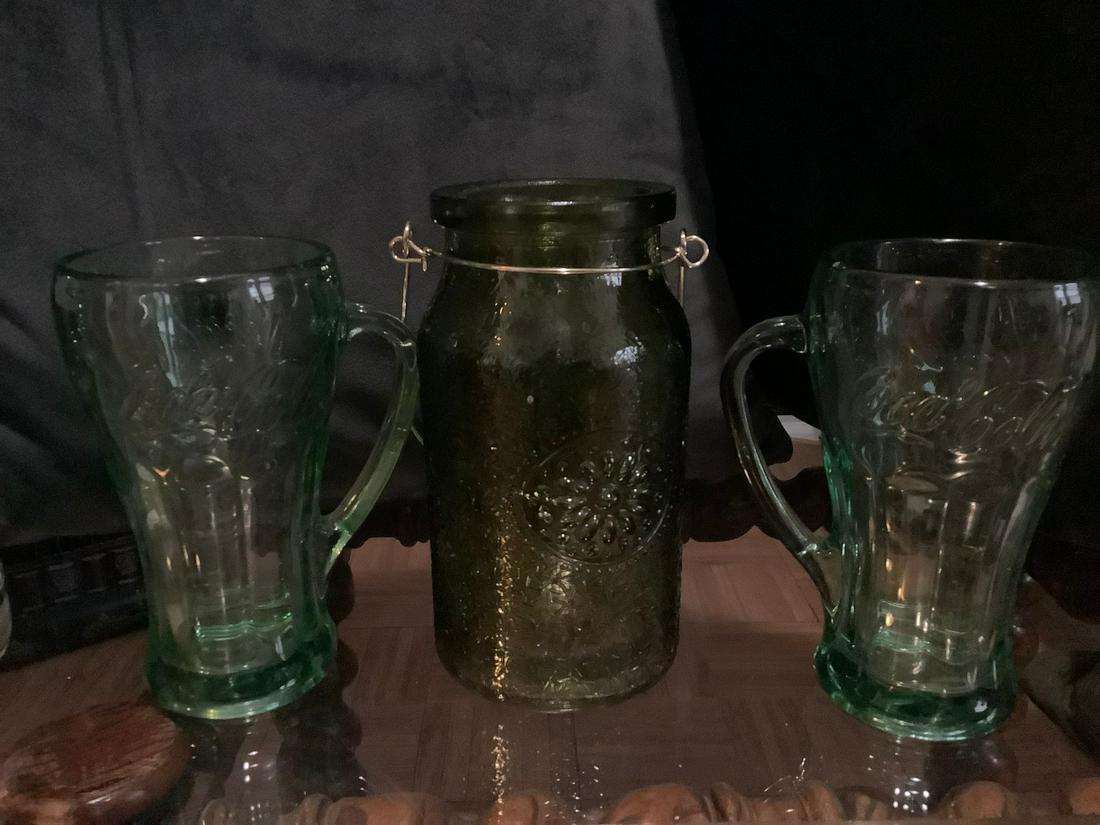 Pair of Coca-Cola Mugs and Decorative Jar Tallest 8.5 (1 of 1)