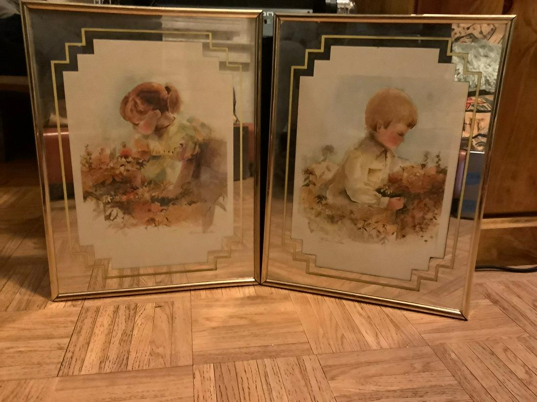 Lot of 2 Framed Signed  Barbara Weldon Mirrored Pictures 16x12 (1 of 1)