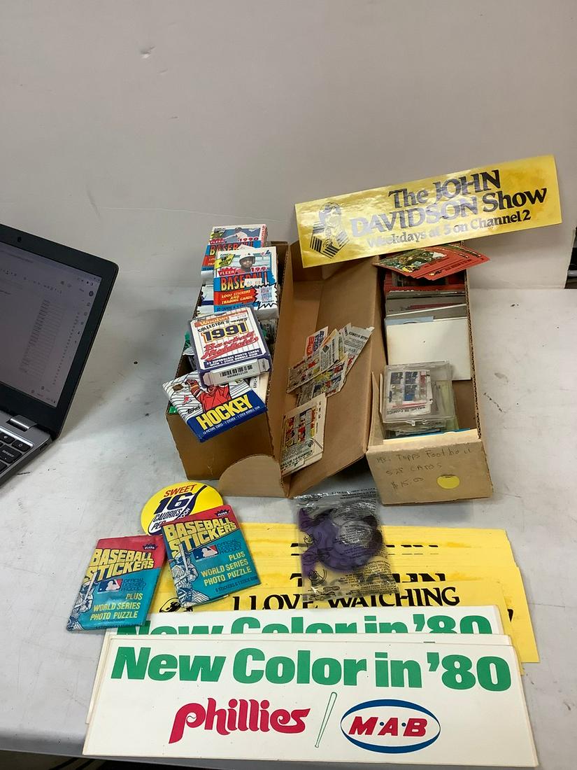 Lot of Vintage Sealed Sports Cards, Bumper Stickers  Bazooka Joe Comic Wrappers and More (1 of 1)