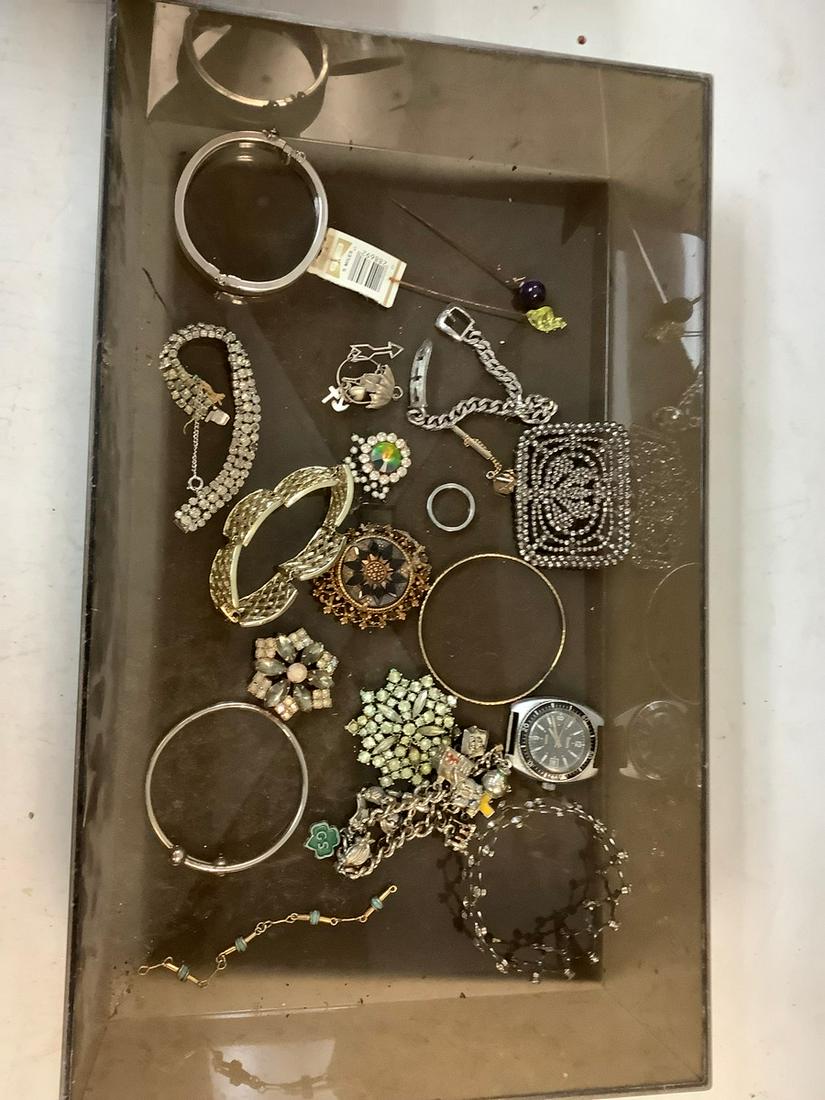 Lot of Vintage Costume Bracelets, hat pins and more: Lot of Vintage Costume Bracelets, hat pins and more