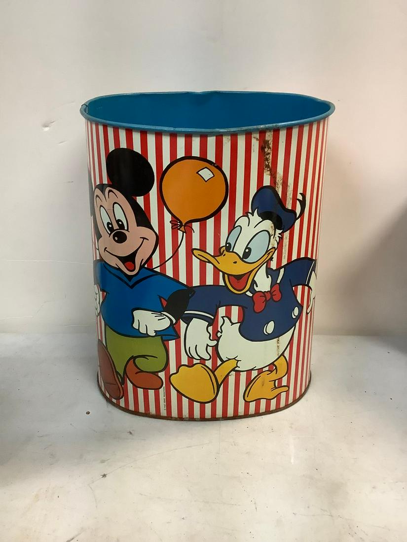 Vintage Mickey Mouse/Donald Duck/Goofy  Metal trash can 9" (1 of 1)