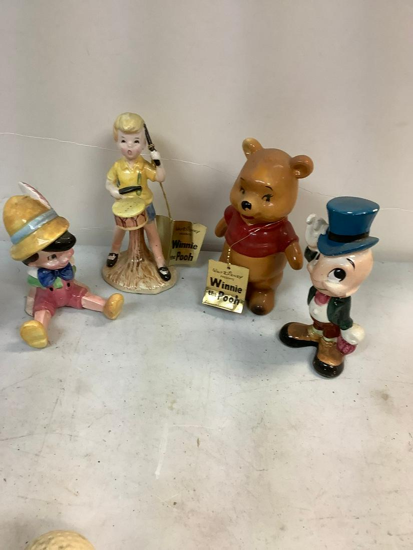 Lot of Vintage Enesco Ceramic Disney Charaters, Pinocchio, Jimney Cricket, Winnie the Pooh & (1 of 1)