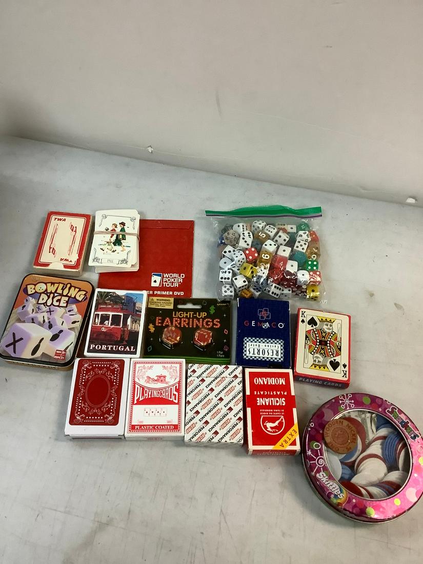 Lot of Playing Cards, Dice, Poker Chips and more: Lot of Playing Cards, Dice, Poker Chips and more