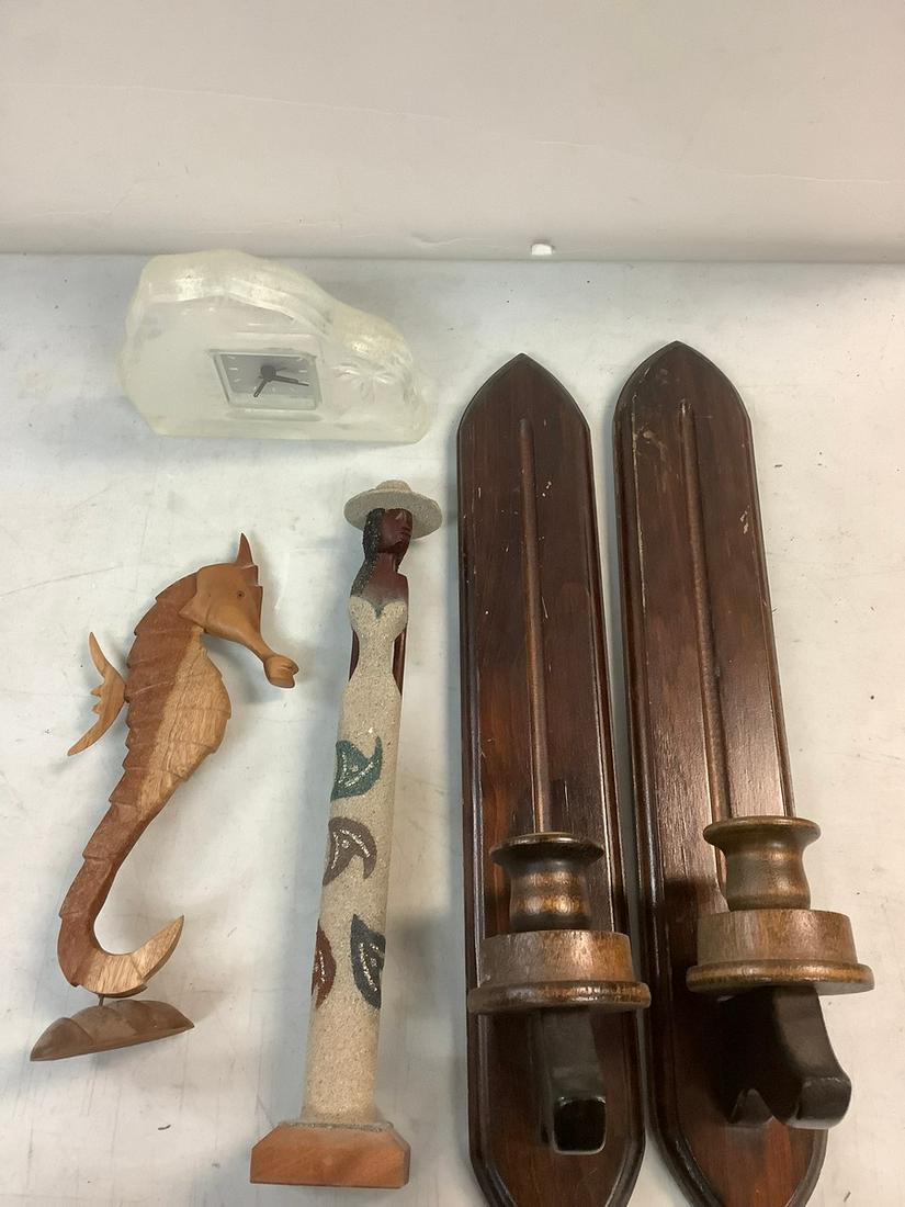 Lot of Wooden Statues, candle holder wall hangings 18" and more (1 of 1)
