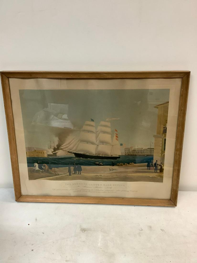 Framed Vintage 1942 The American Clipper Bark Zephyr Picture 26x18 (1 of 1)