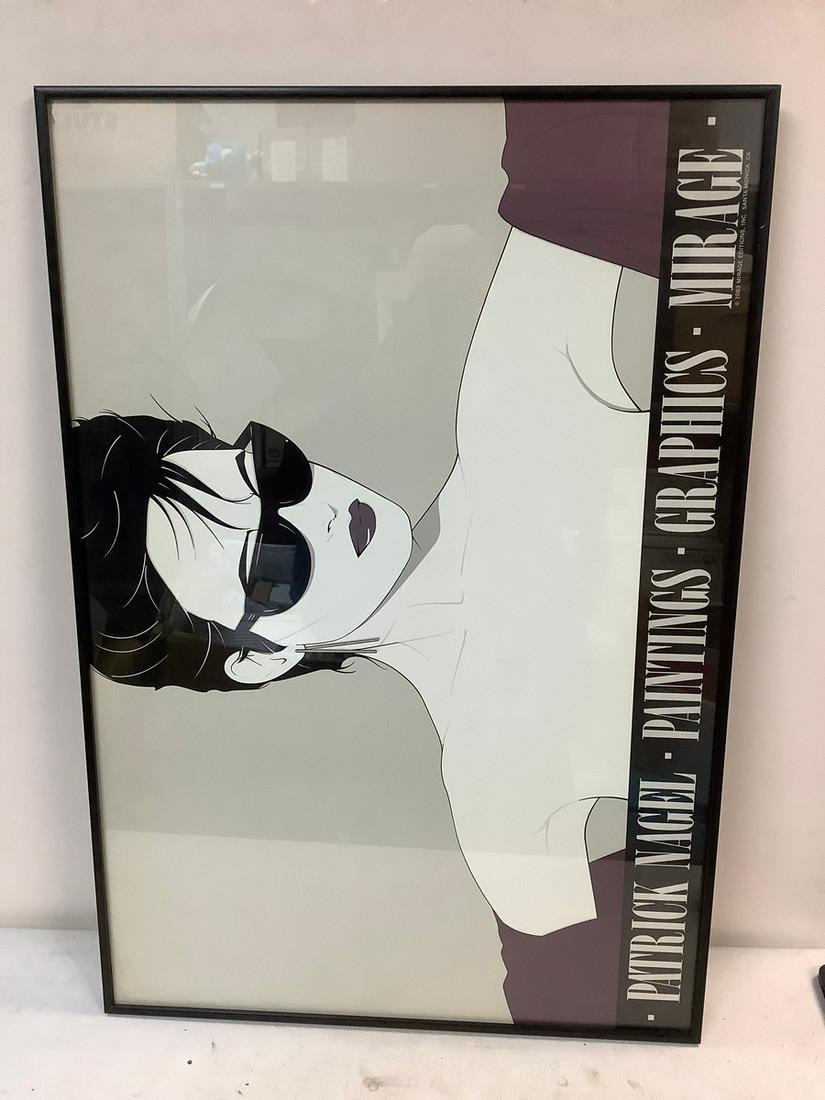 Framed Patrick Nagel Painting Graphics Mirage Print "Lady Foil Glasses" 34x24 (1 of 1)