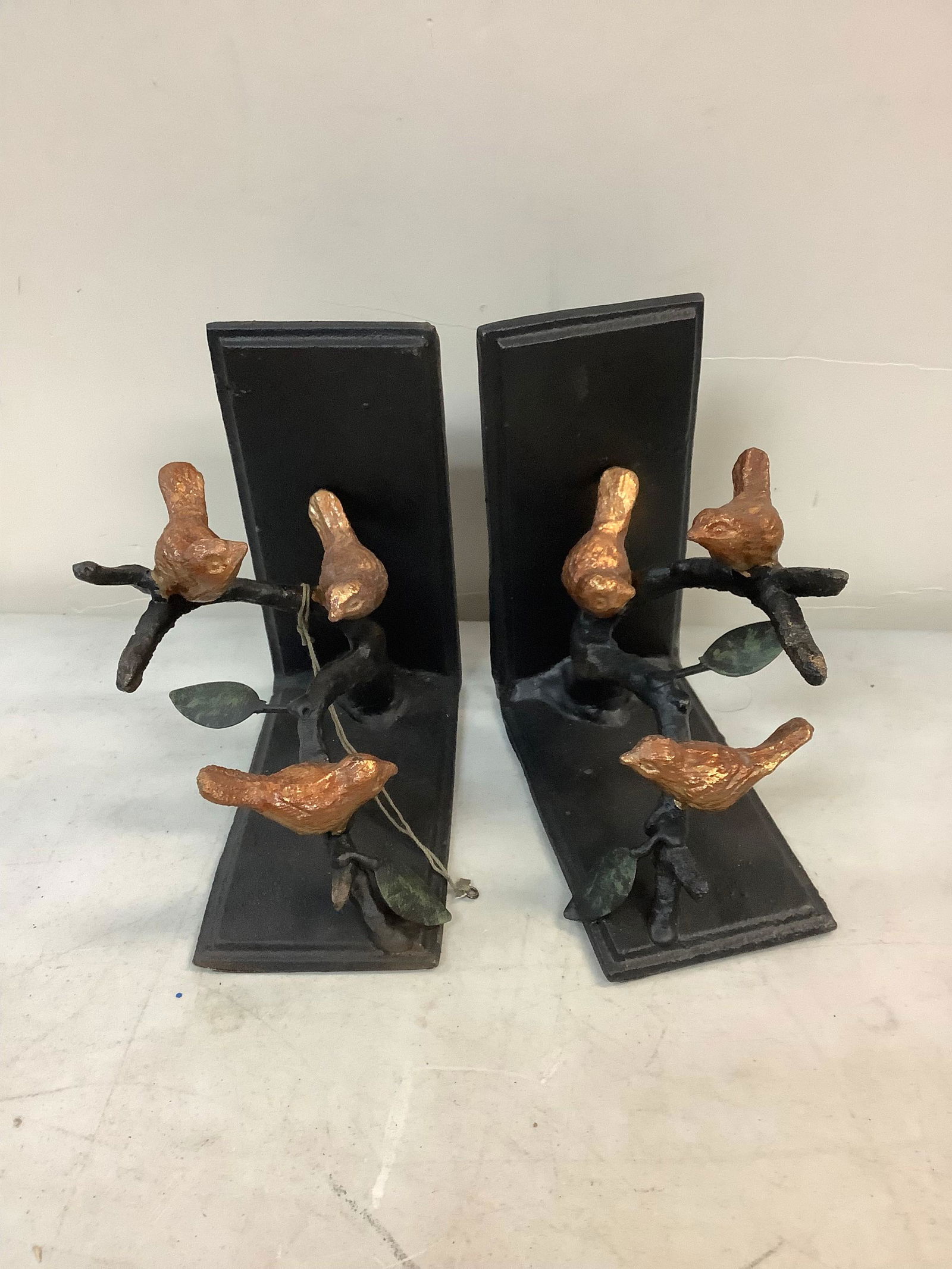 Lot of Cast Iron Bird on Tree Bookends 6x3 (1 of 1)