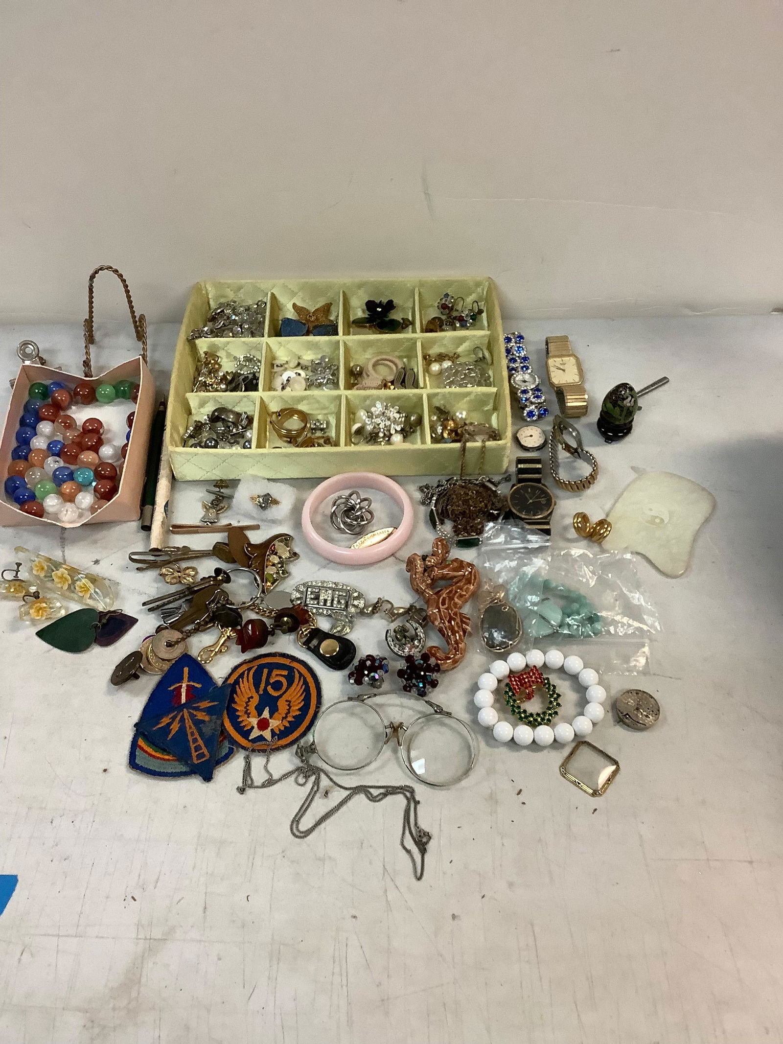 Lot of Costume Jewelry, Marbles and More: Lot of Costume Jewelry, Marbles and More