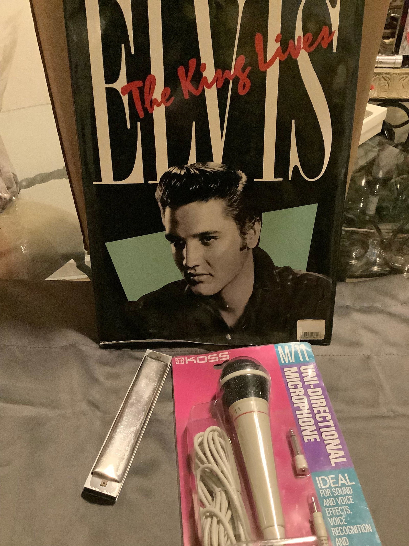 Elvis Presley The King Lives Book, Koss Uni-Directional Microphone and Melo-Tone Harmonica 6.5": Elvis Presley The King Lives Book, Koss Uni-Directional Microphone and Melo-Tone Harmonica 6.5"