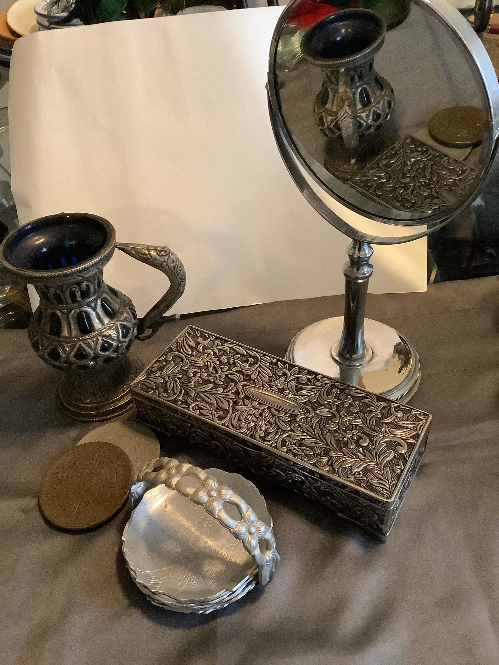 Lot of Decorative Mug, Trinket Box, Mirror and More: Lot of Decorative Mug, Trinket Box, Mirror and More