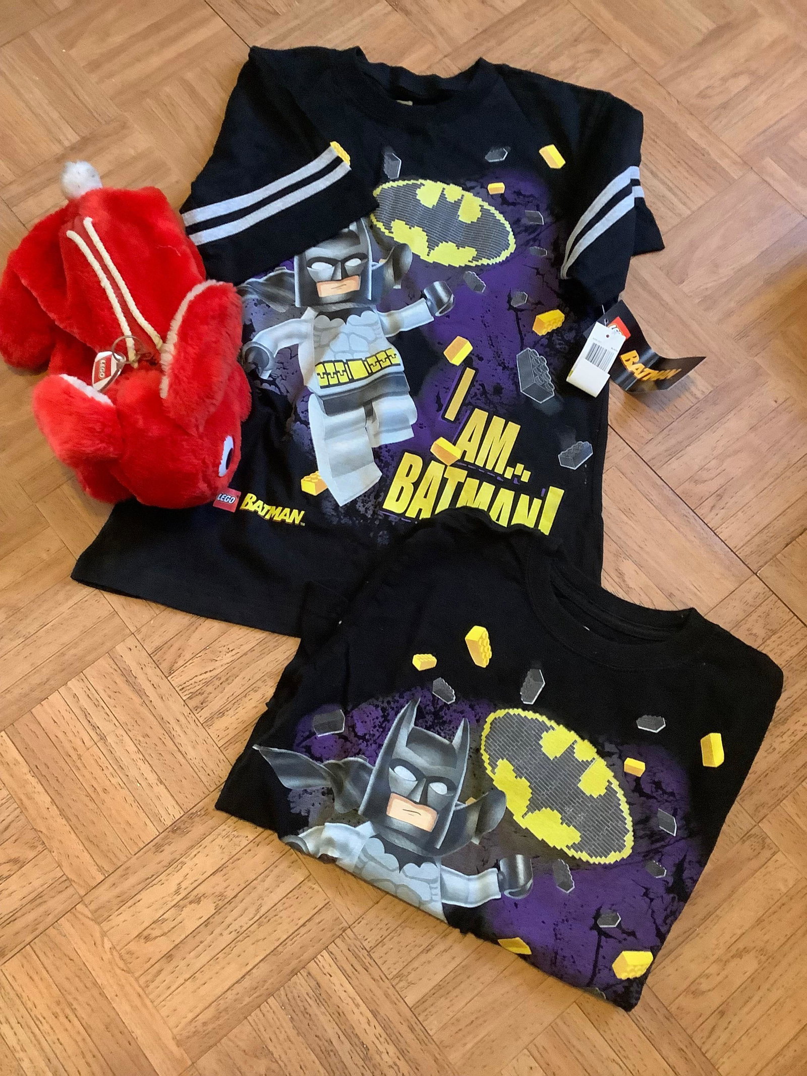 Lot of Lego Batman Shirts and Duplo Lego Dog Bag Sizes 10 14/16: Lot of Lego Batman Shirts and Duplo Lego Dog Bag Sizes 10 14/16