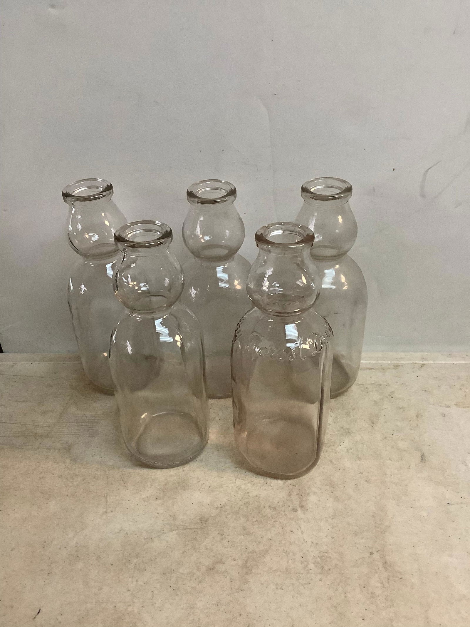 Lot of 1 Qt Vintage Glass Milk Bottles 1 From Forest Dairy (1 of 1)