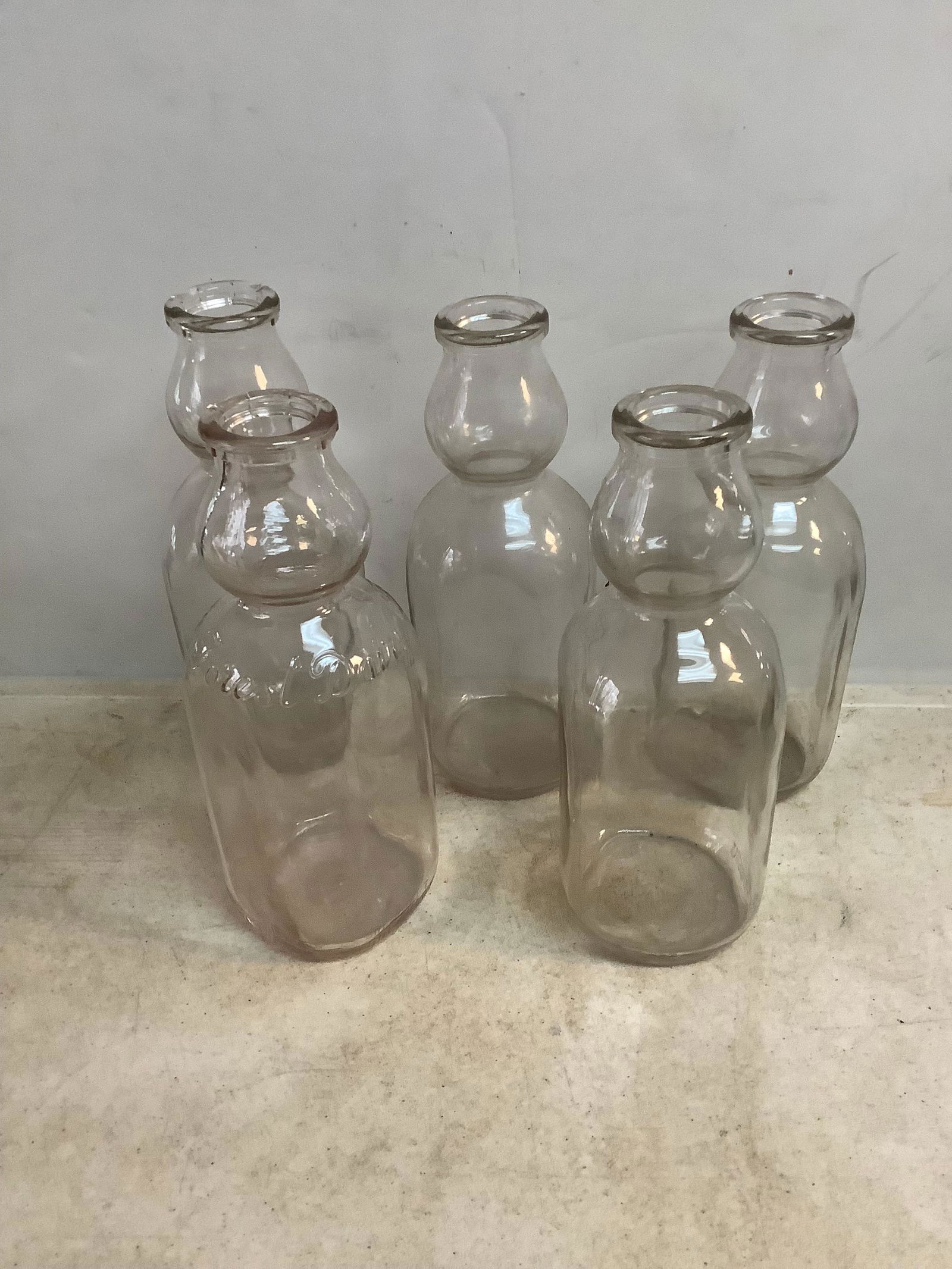 Lot of 1 Qt Vintage Glass Milk Bottles 1 From Forest Dairy (1 of 1)