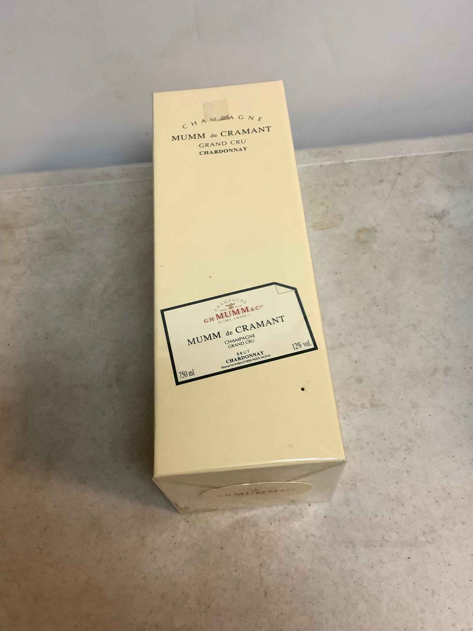 Mumm de Cramant Champagne sealed: Any contents in bottle is Free; You are bidding on the bottle & unbroken tax stamp
