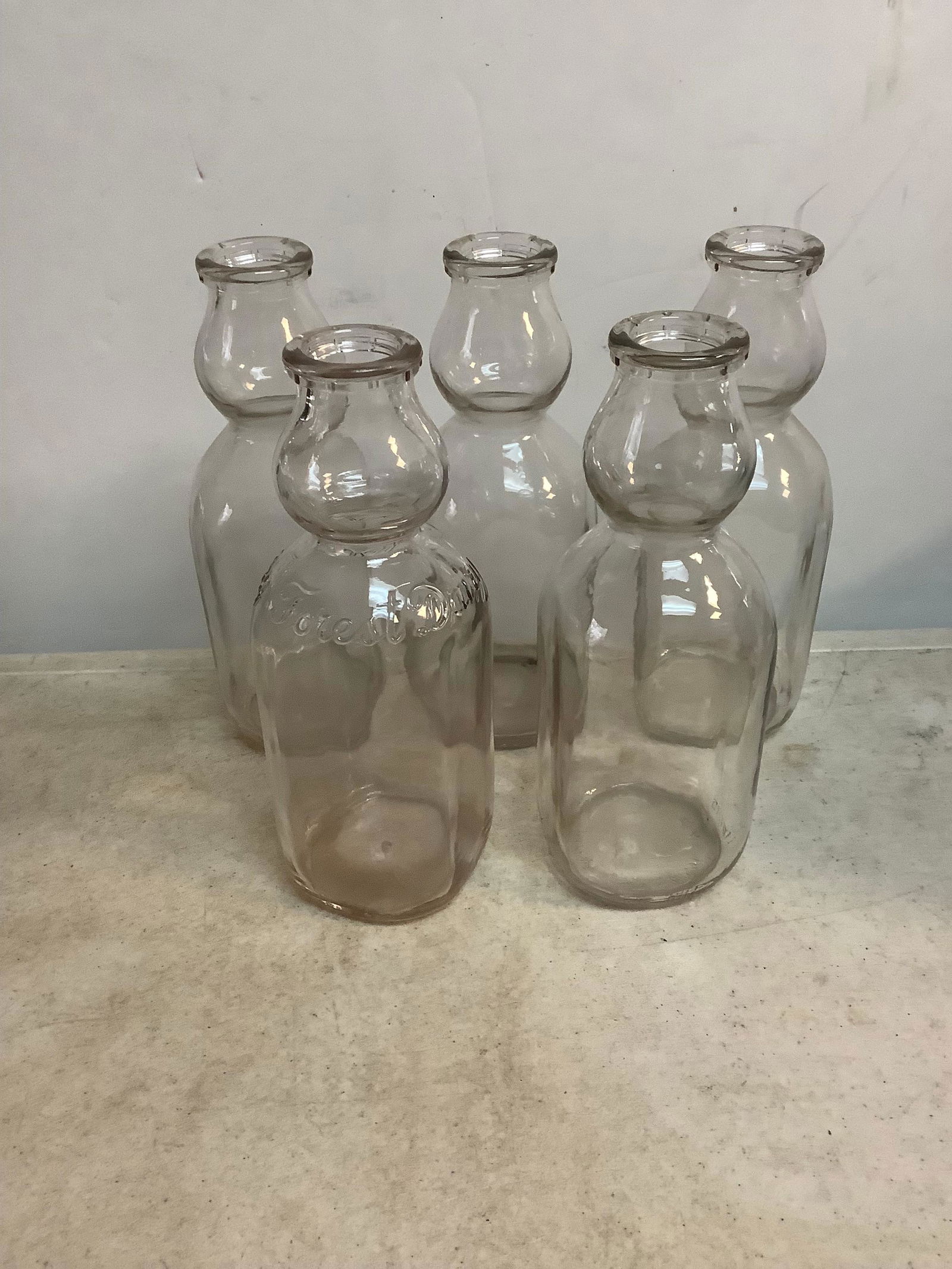 Lot of 1 Qt Vintage Glass Milk Bottles 1 From Forest Dairy (1 of 1)