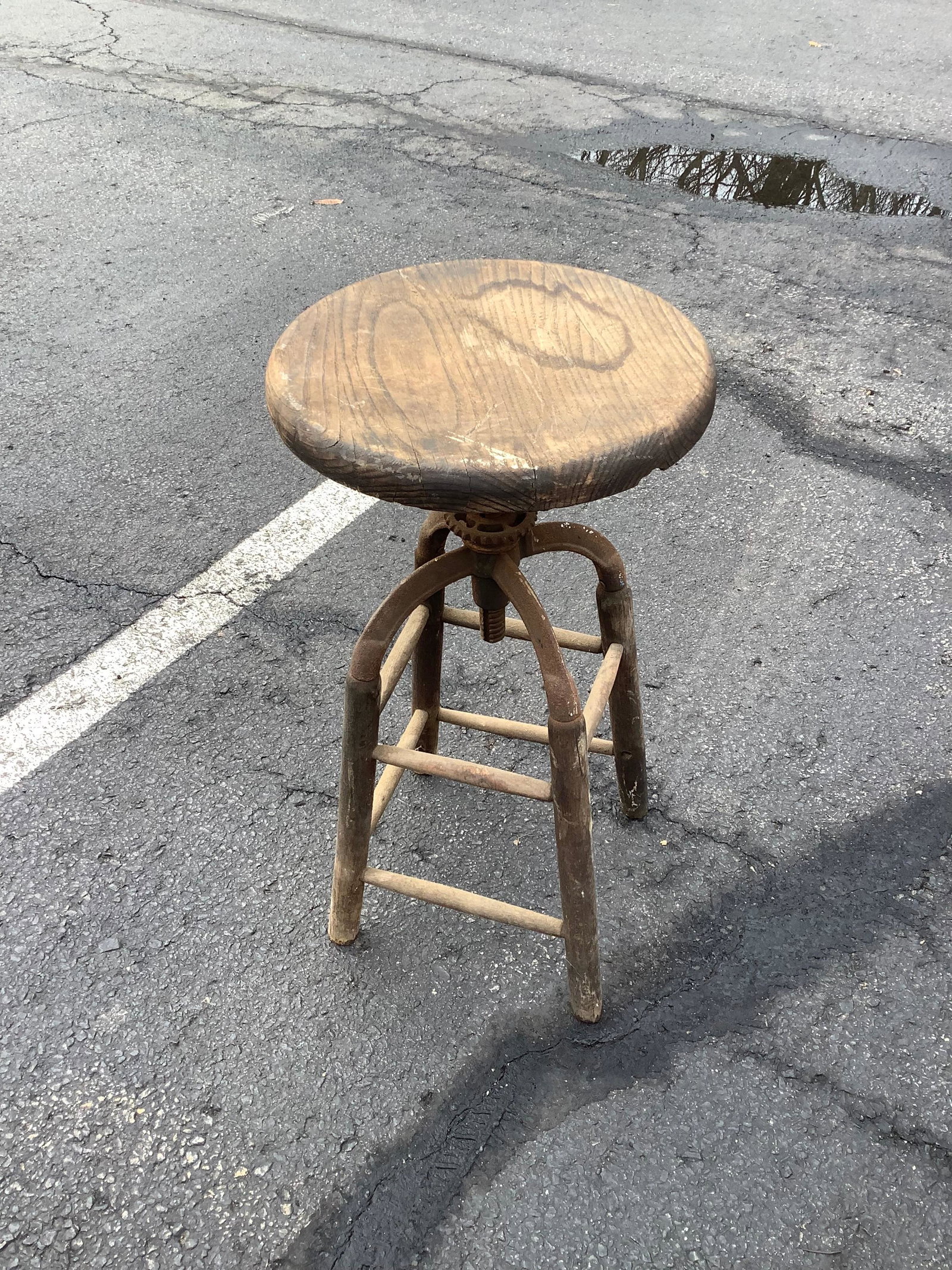 Vintage turning Wooden stool 26 in: Vintage turning Wooden stool 26 in