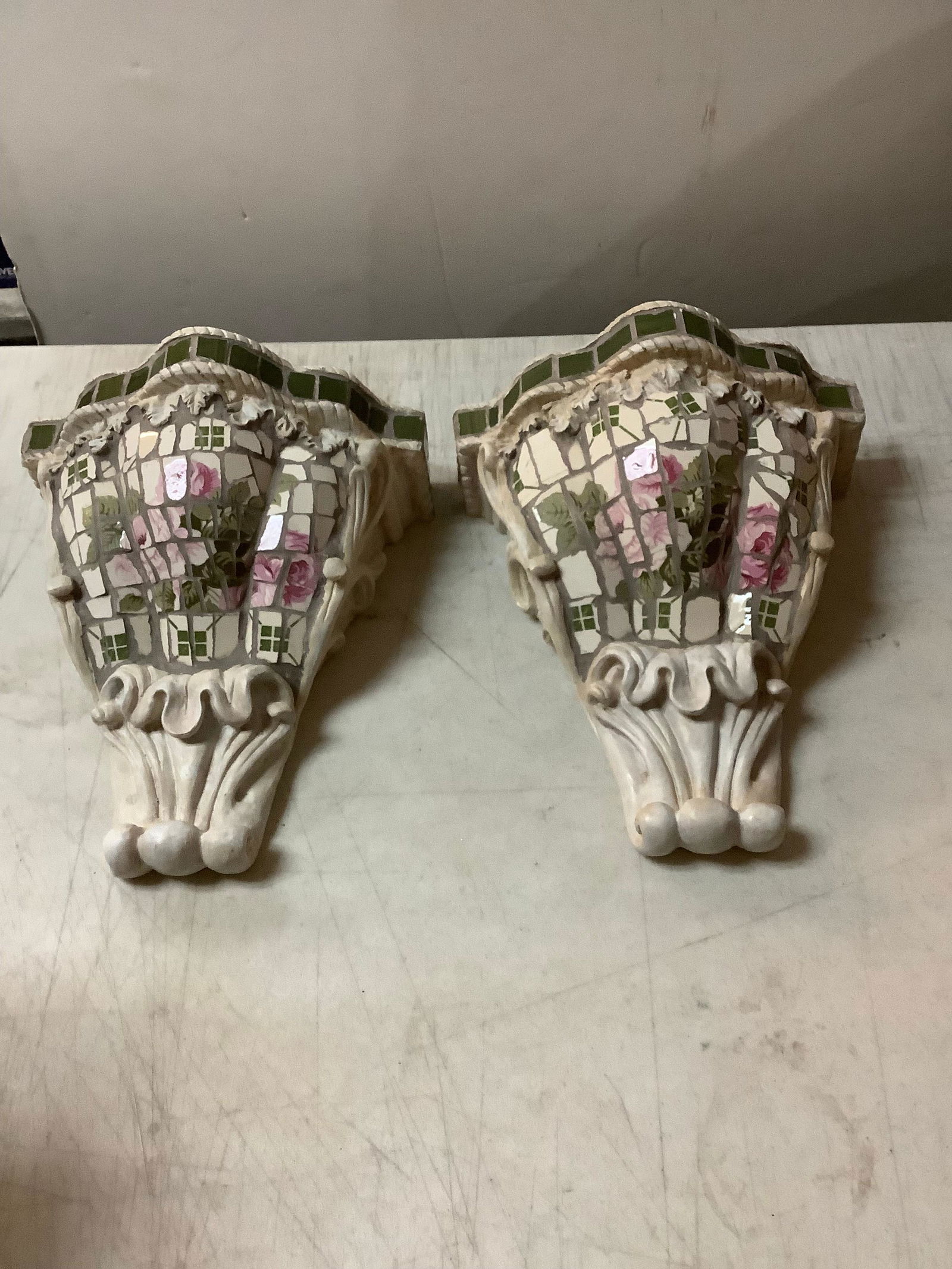 2 mosaic floral statues 12 in (1 of 1)