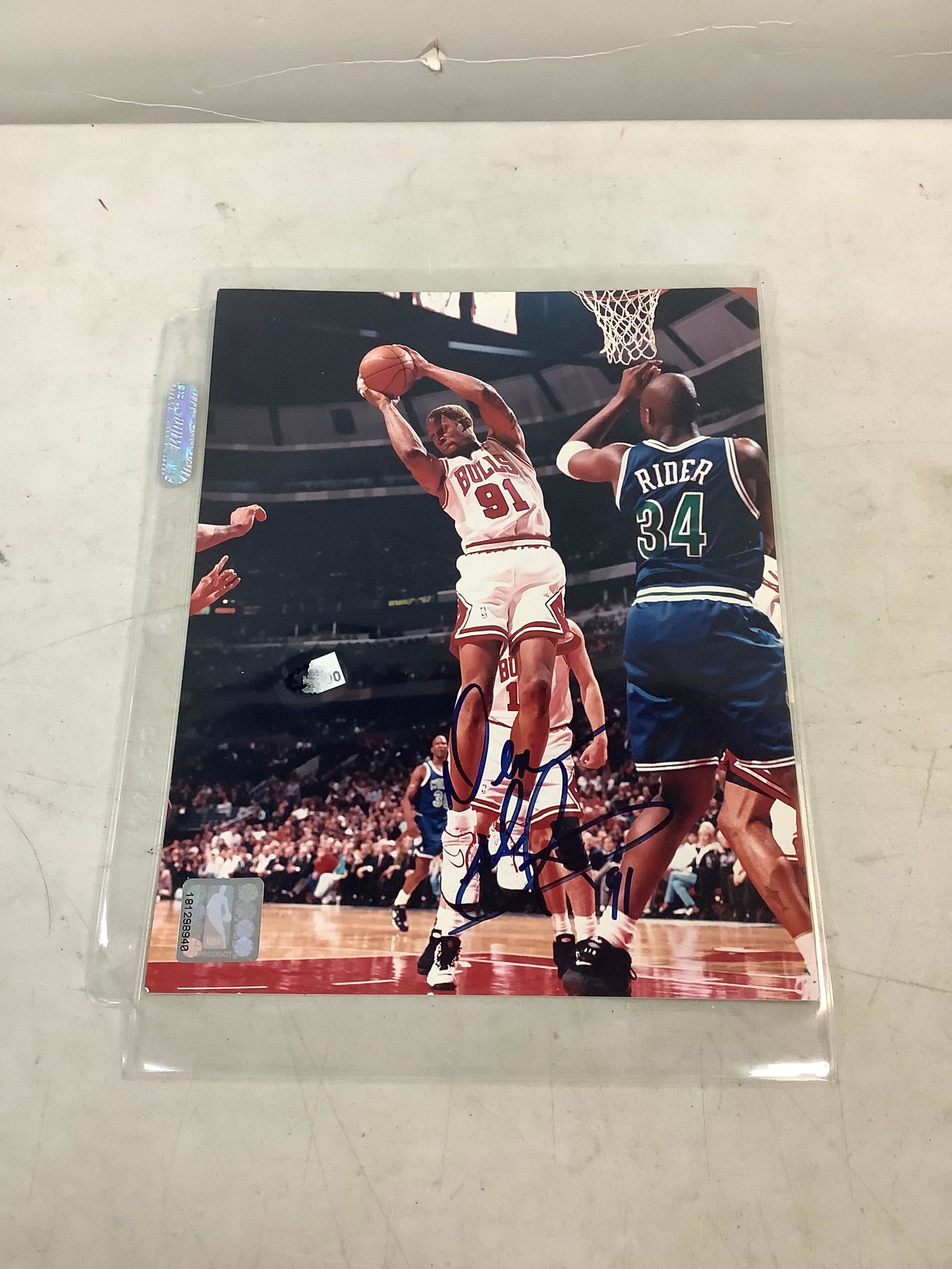 Signed Basketball picture 10X8", "Dennis Rodman" (1 of 1)