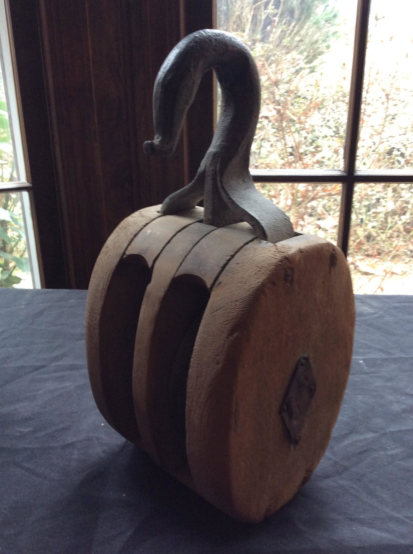 Vintage Wooden Pulley 13x6: Vintage Wooden Pulley 13x6