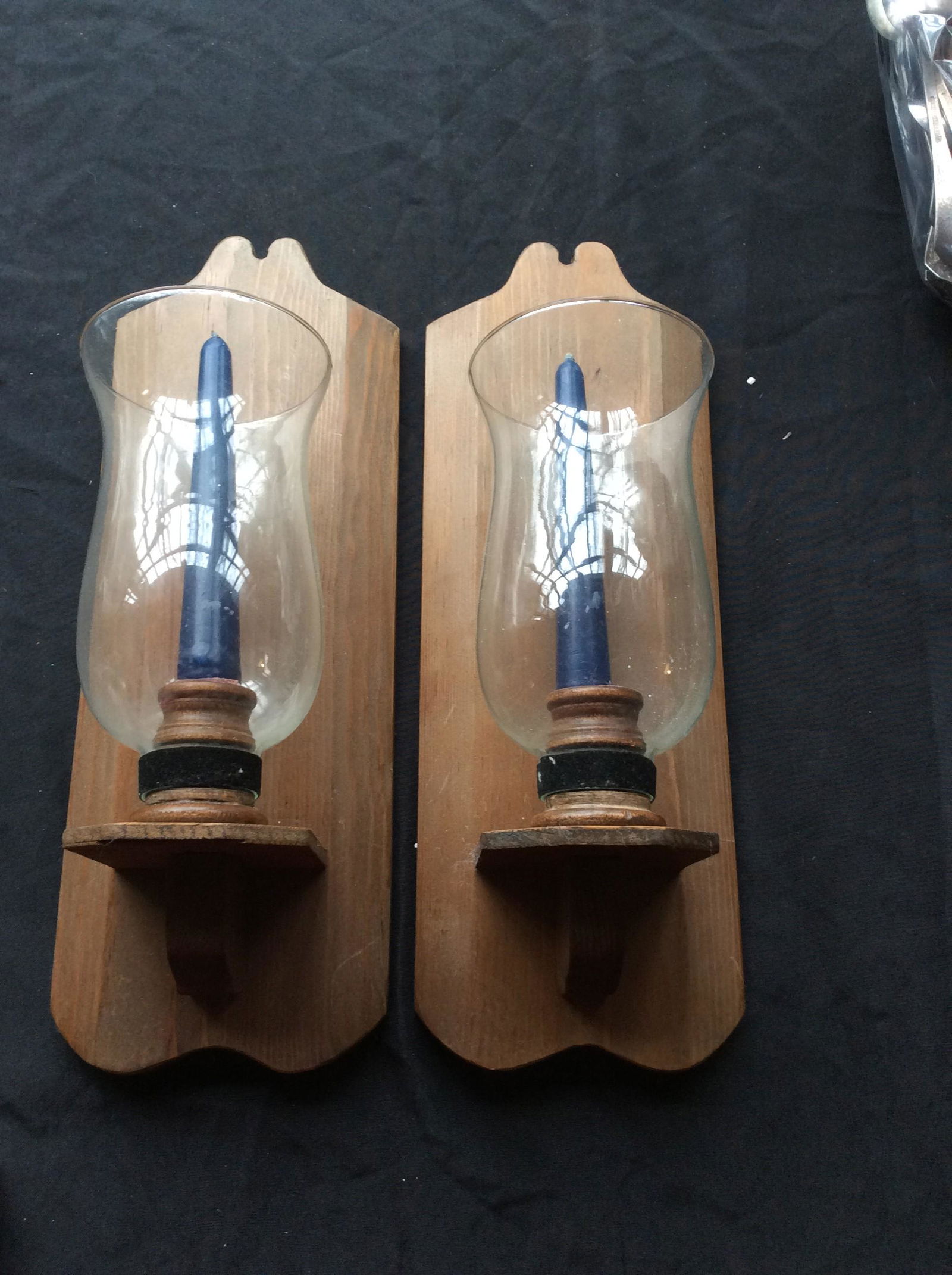 Lot of 2 Antique Wooden Wall Sconces 14" (1 of 1)