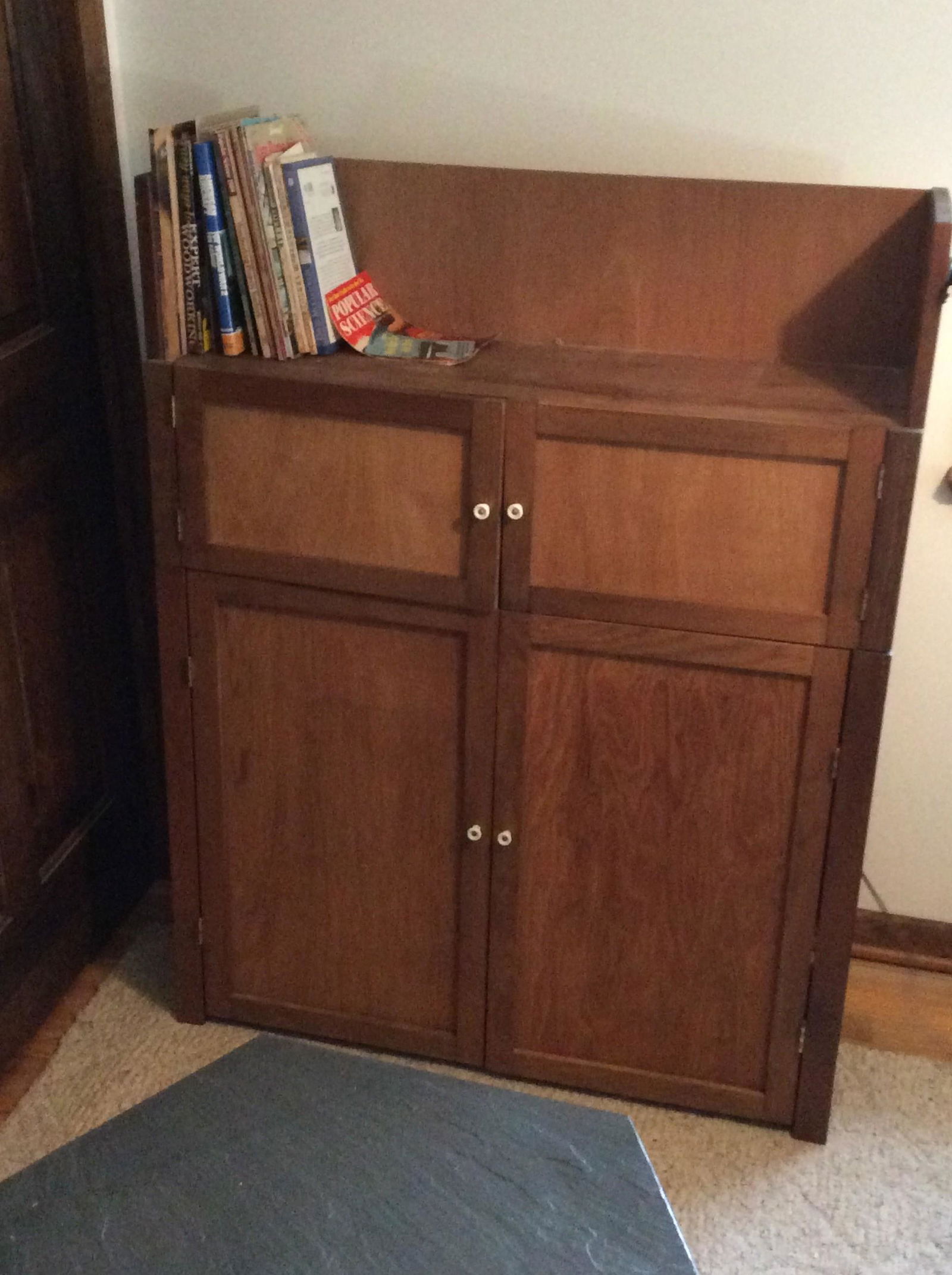 Wooden Book Case with Doors, Vintage Pencil Sharpener on Side and Books (1 of 1)