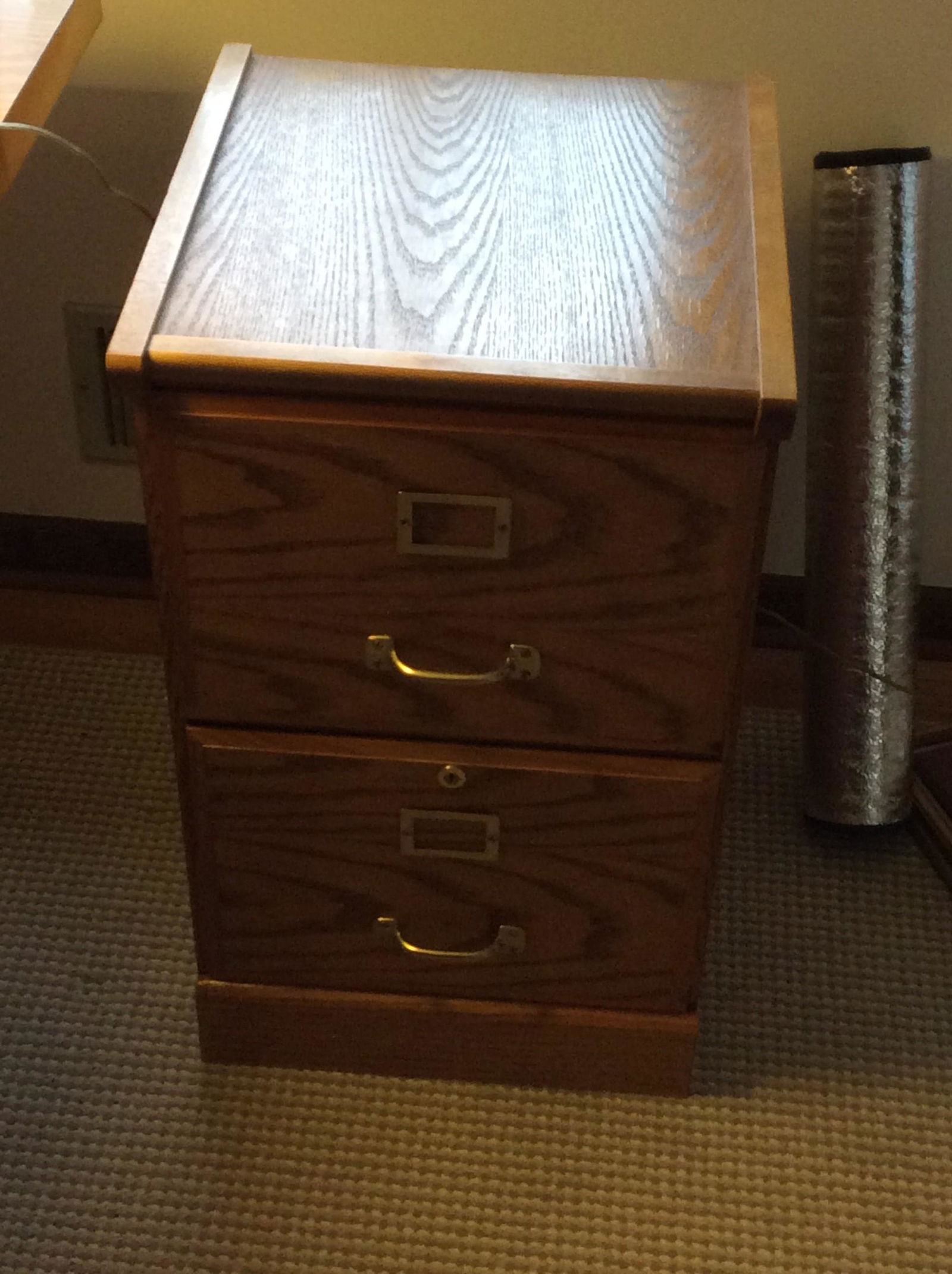 Oak Wooden 2 Draw File Cabinet No Key 28x16.5x18 (1 of 1)