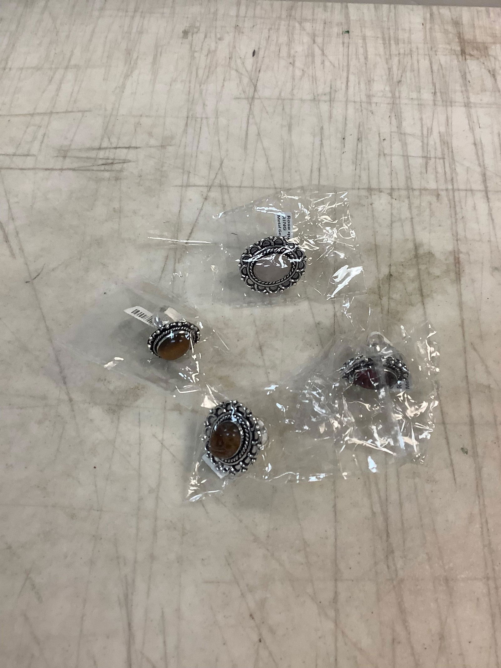 Lot of Metal Silver German Rings, 1 size 6, 3 size 7: Lot of Metal Silver German Rings, 1 size 6, 3 size 7