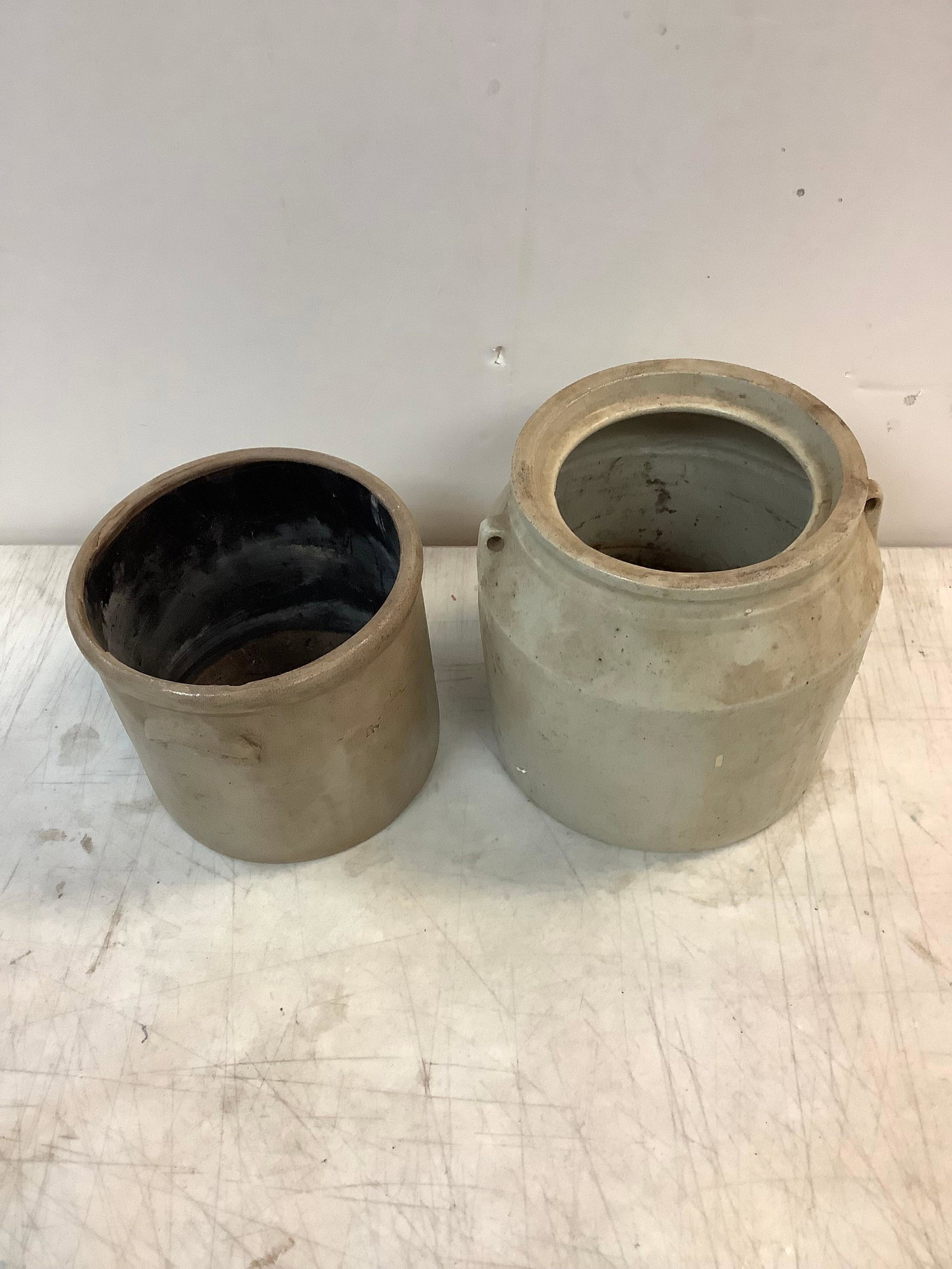 Lot of Stone Crocks, tallest 9.5": Lot of Stone Crocks, tallest 9.5"