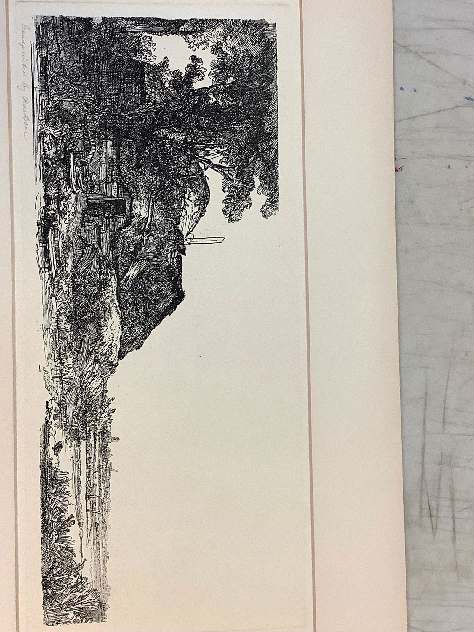 Rembrandt Etching Handprinted by Role Boer 9.5x17": Rembrandt Etching Handprinted by Role Boer 9.5x17"