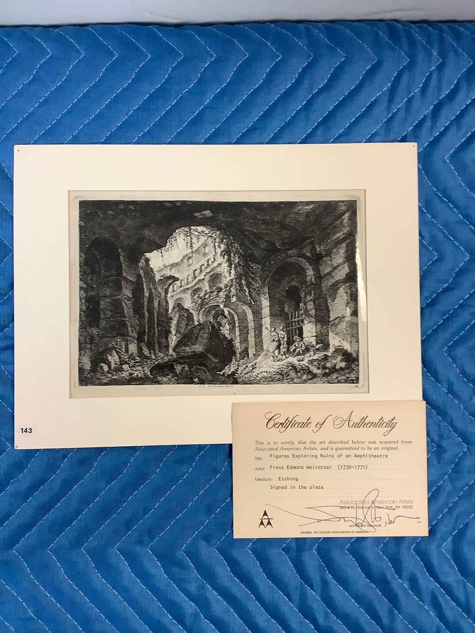 Etching Signed in the plate from "Figures and Horses, 1651, Horse Drinking from a Basin" w/COA 9x12" (1 of 1)