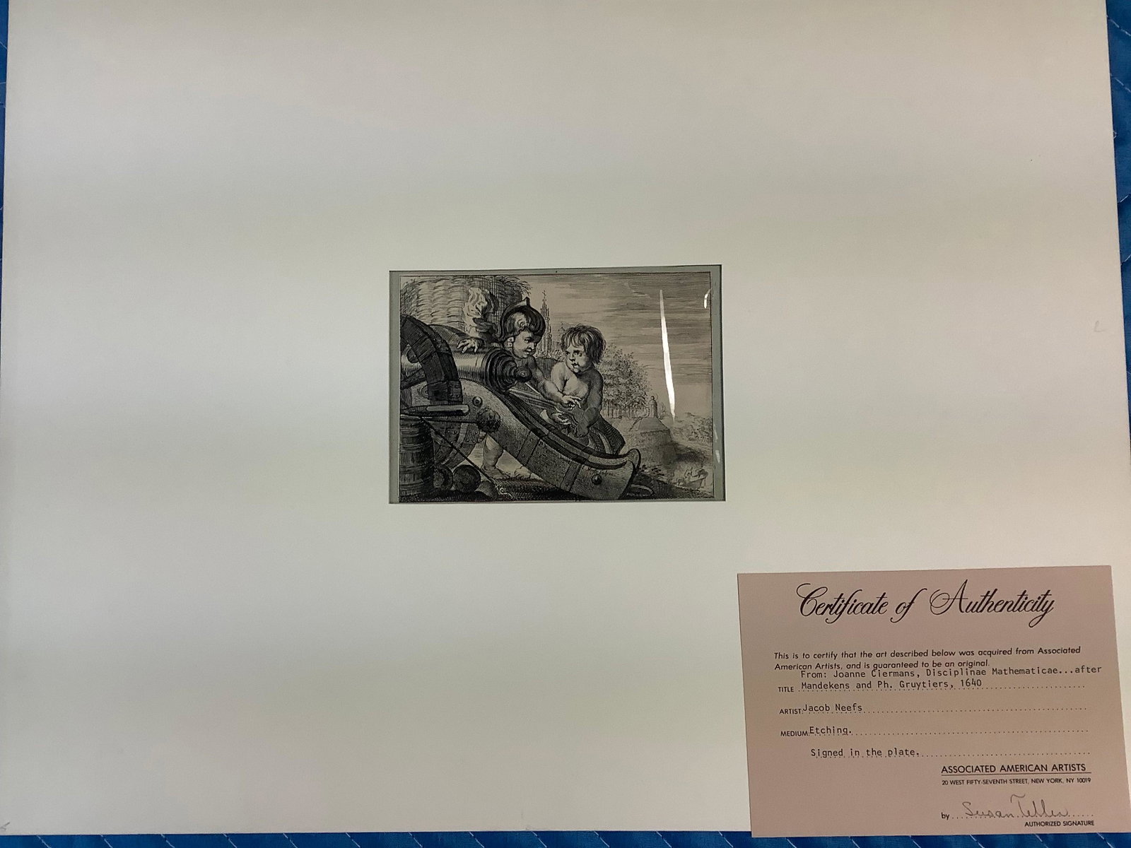 Etching Signed in the Plate, From Joanne Cerimans, Discipline Mathematica after Mandekens and Ph.: Etching Signed in the Plate, From Joanne Cerimans, Discipline Mathematica after Mandekens and Ph. Gruytiers, 1640 w/COA 14x18"