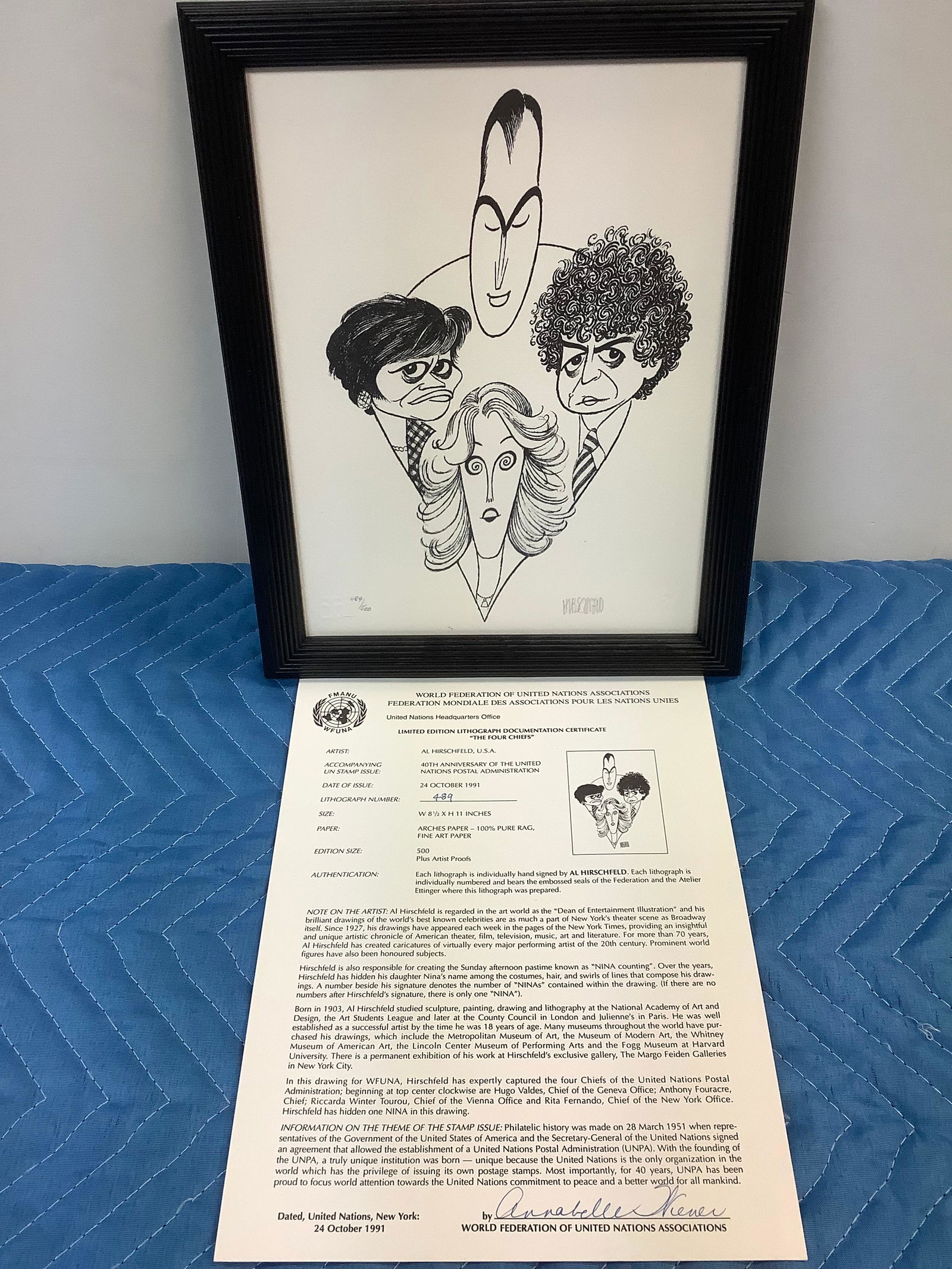 Signed and Numbered Lithograph "The Four Chiefs" 12.5x10" w/COA (1 of 1)