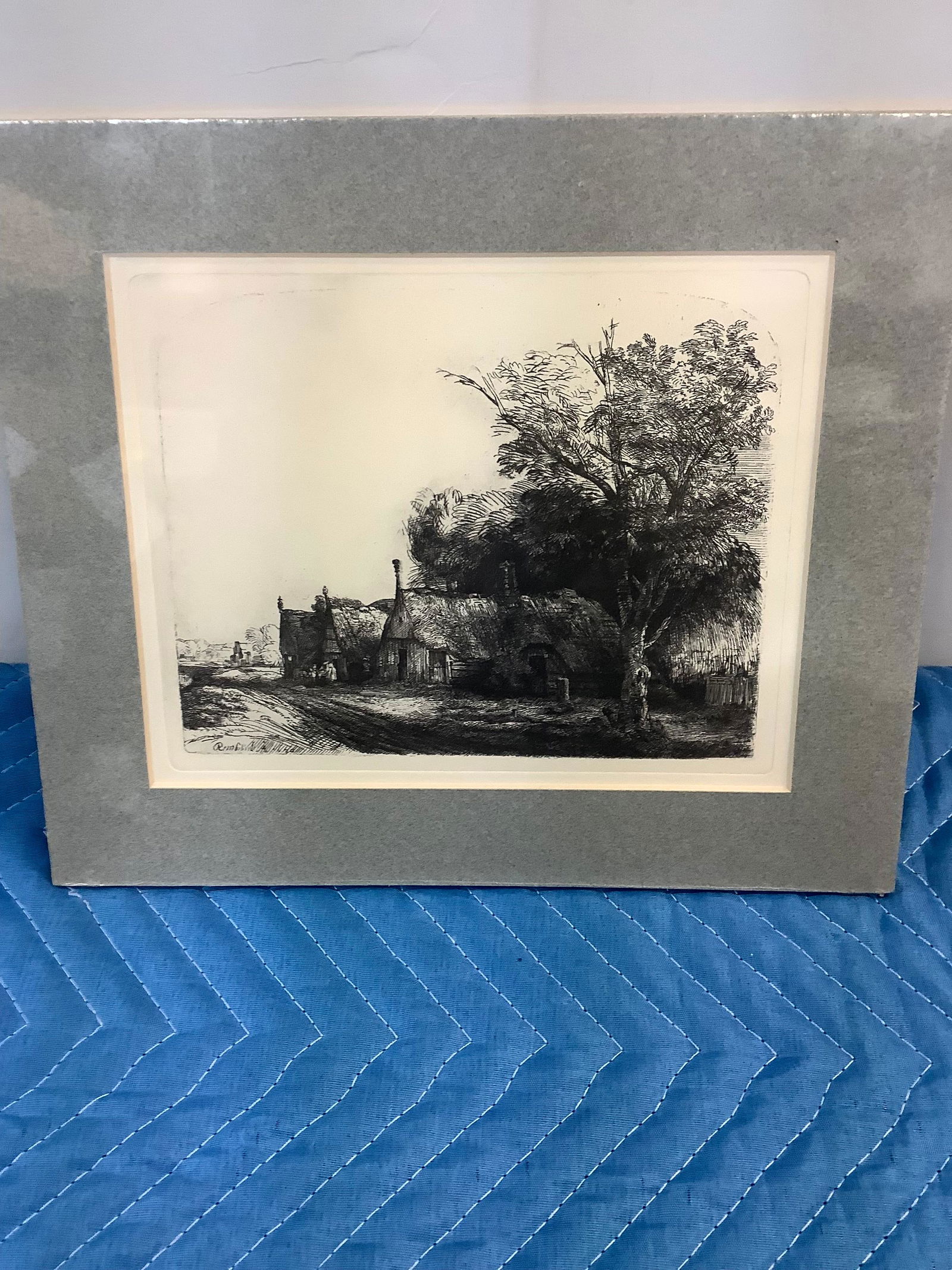 Hand made etching in true size of the original Rembrandt "Self-portrait with Beret" 11.5x10" (1 of 1)