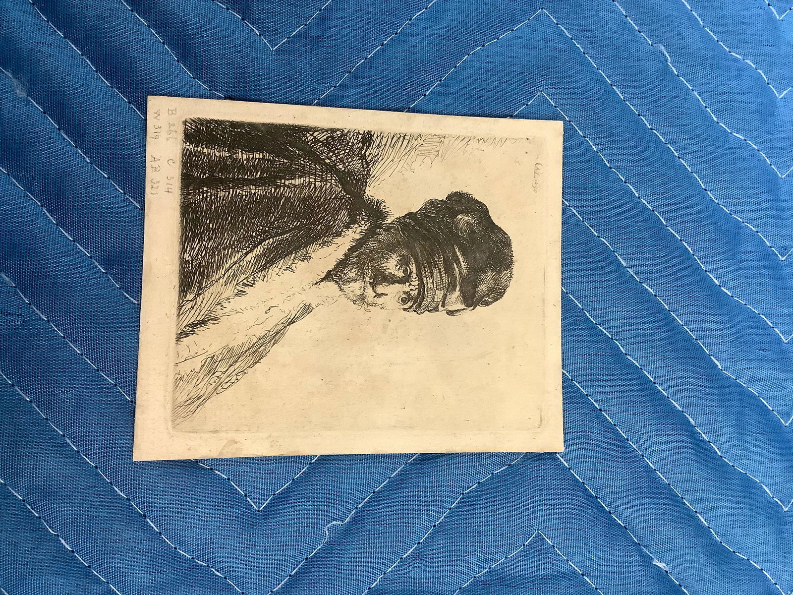 Jacob Harringh Etching, Rembrandt 5x4.25" (1 of 1)