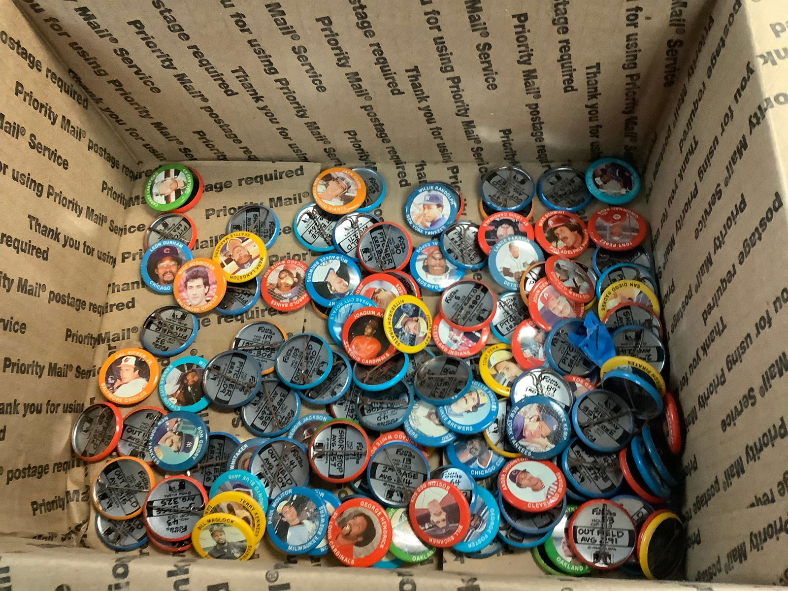 Box of vintage baseball pins (1 of 1)