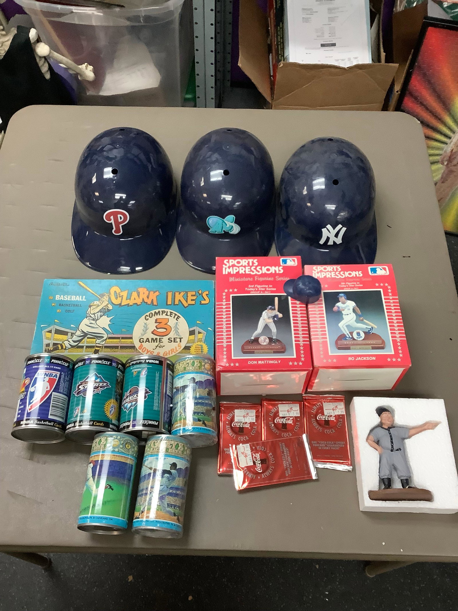 Lot of Batting Helmets, miniature figurines and more: Lot of Batting Helmets, miniature figurines and more