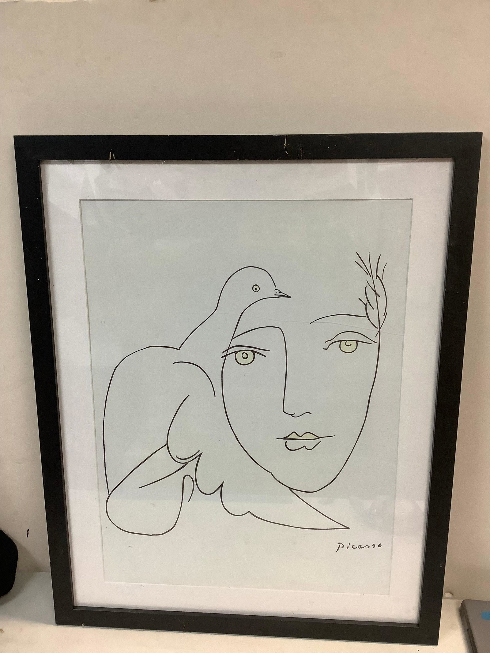 Framed Picasso Picture "Peace Dove and Face" 24x30: Framed Picasso Picture "Peace Dove and Face" 24x30